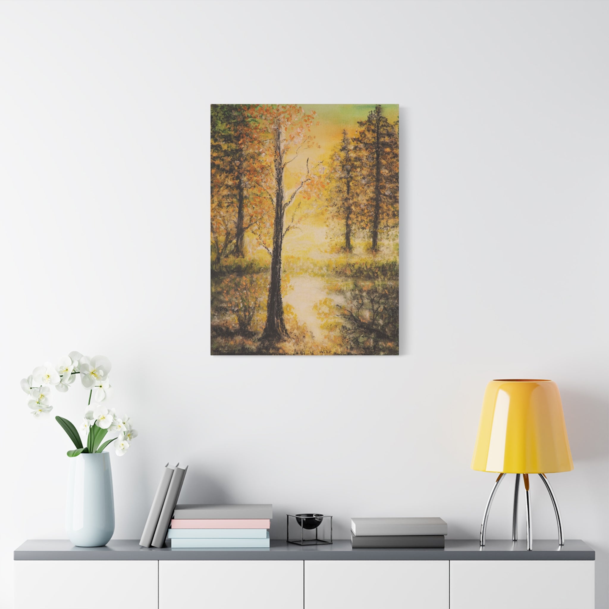 Autumn Forest Canvas Print — Golden Trees Stretched Matte Wall Art