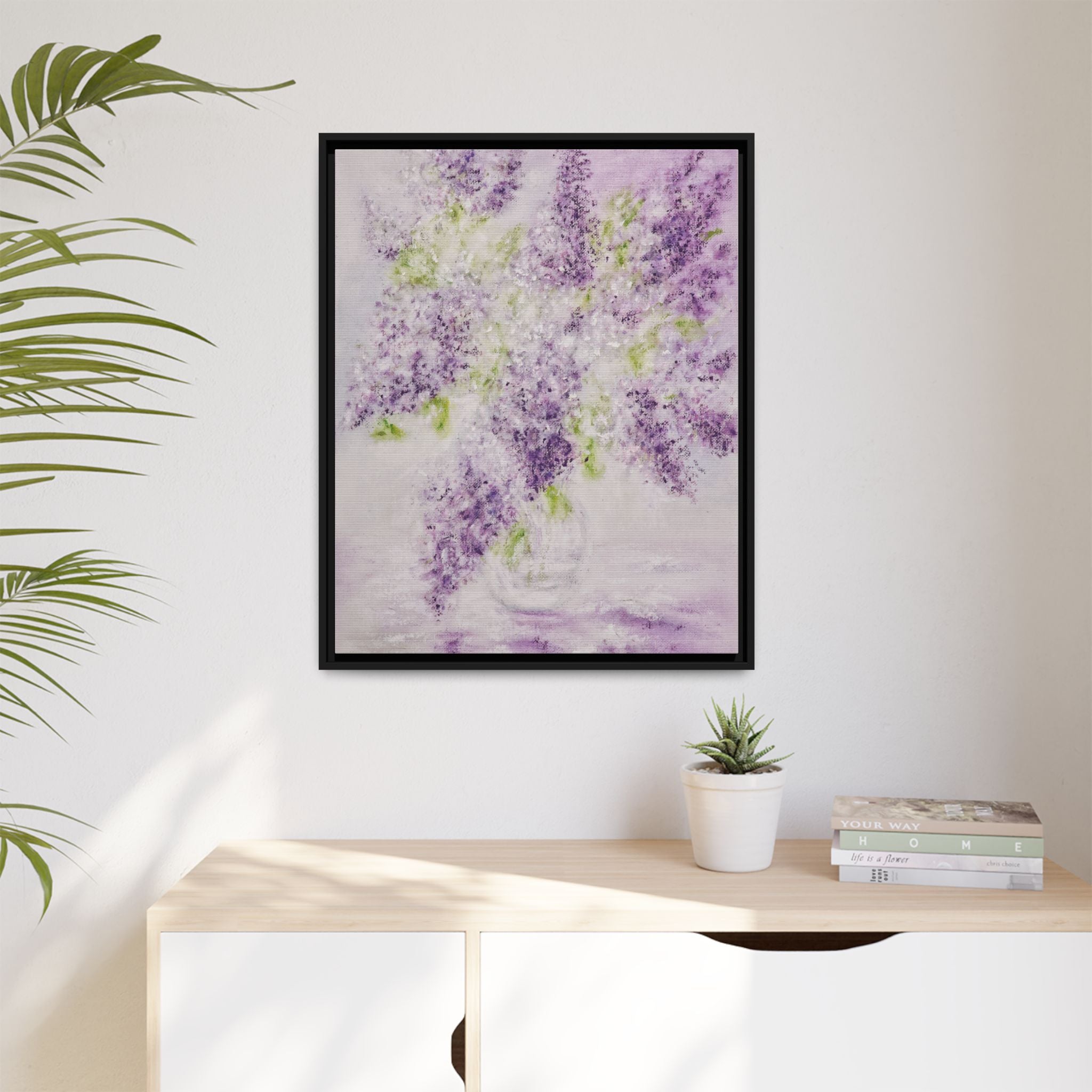 Framed Lilac Canvas Print — Matte Floral Wall Art