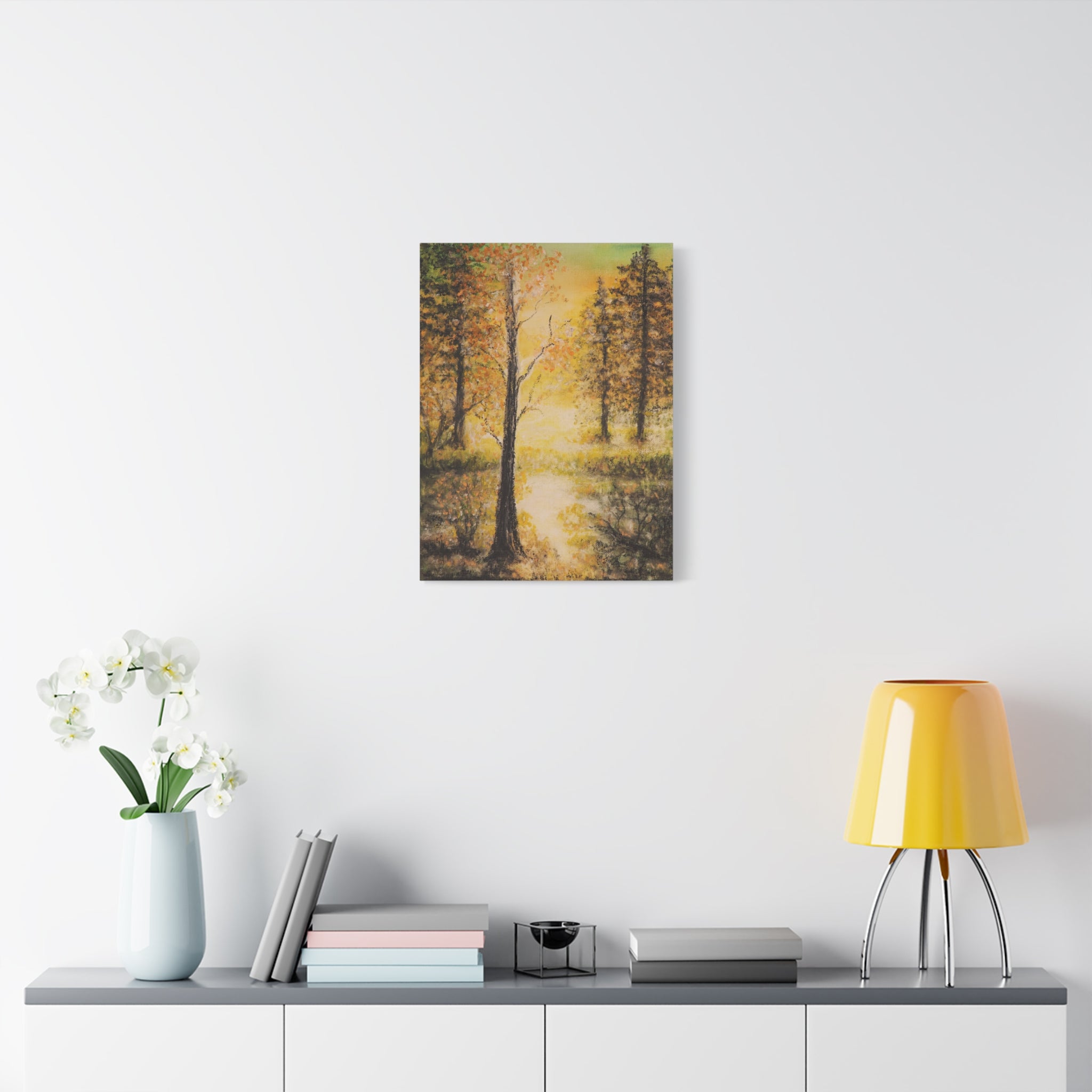 Autumn Forest Canvas Print — Golden Trees Stretched Matte Wall Art