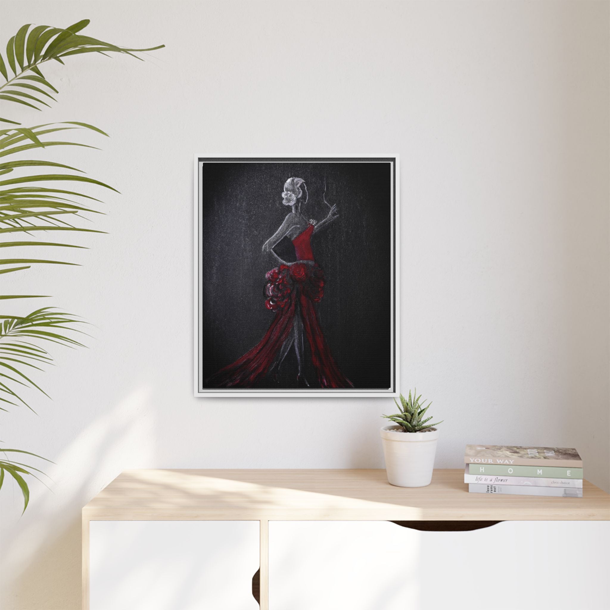 Framed Matte Canvas - Red Flamenco Dancer Art Print