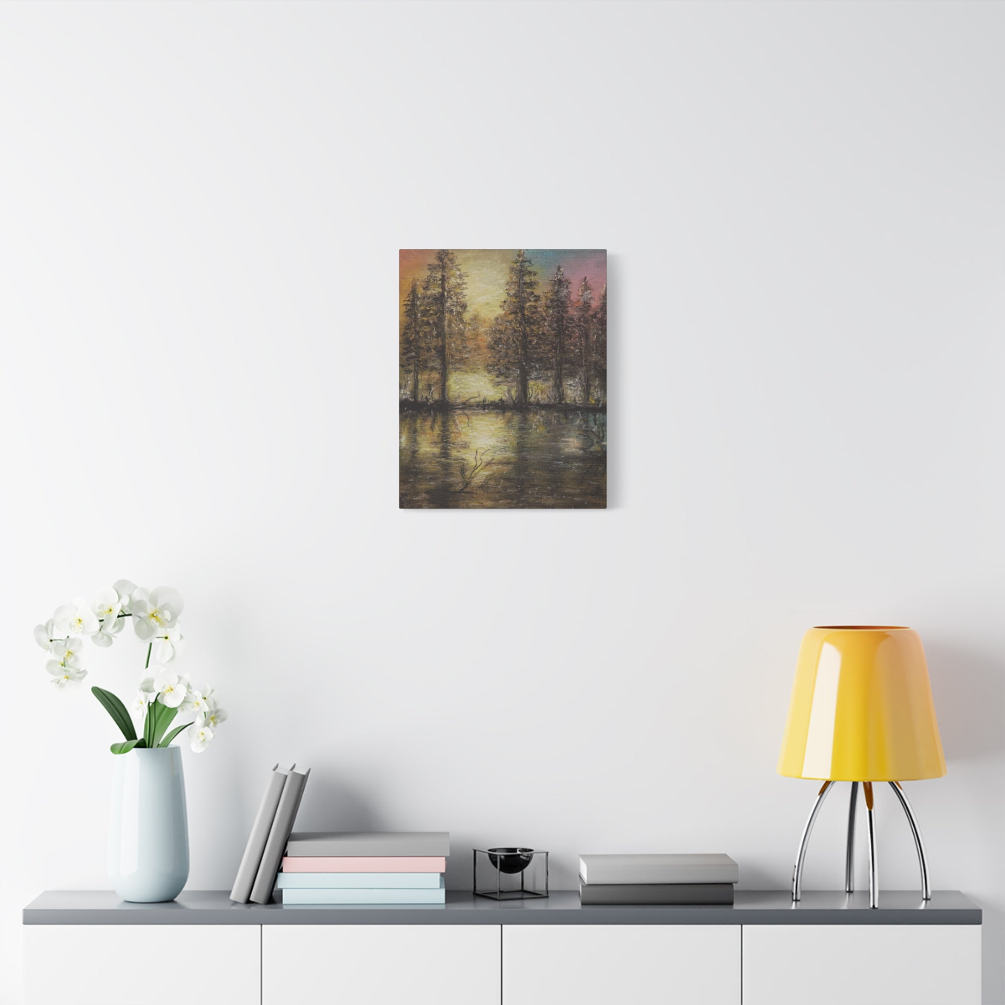 Sunset Forest Reflection Canvas Print