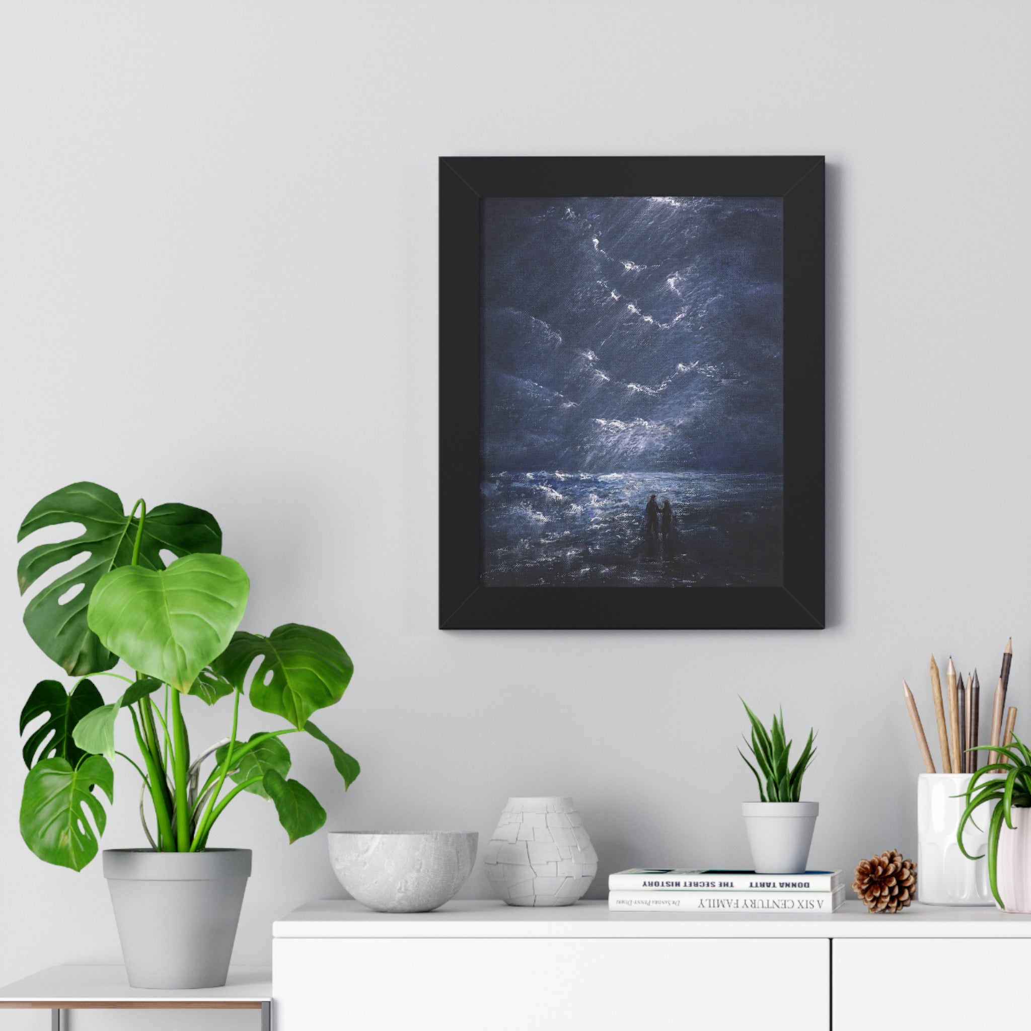 Framed Poster -Couple on Shore at Night
