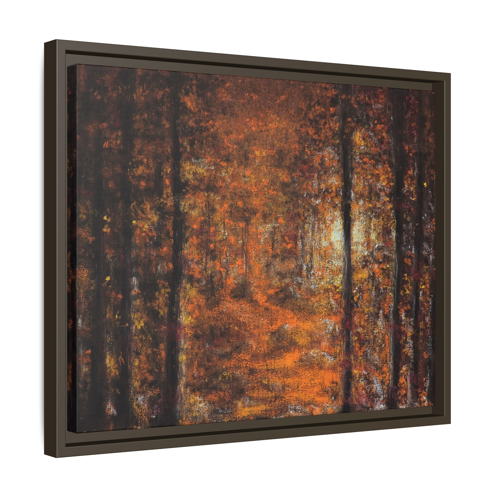 Autumn Forest Path Matte Canvas Framed Wall Art