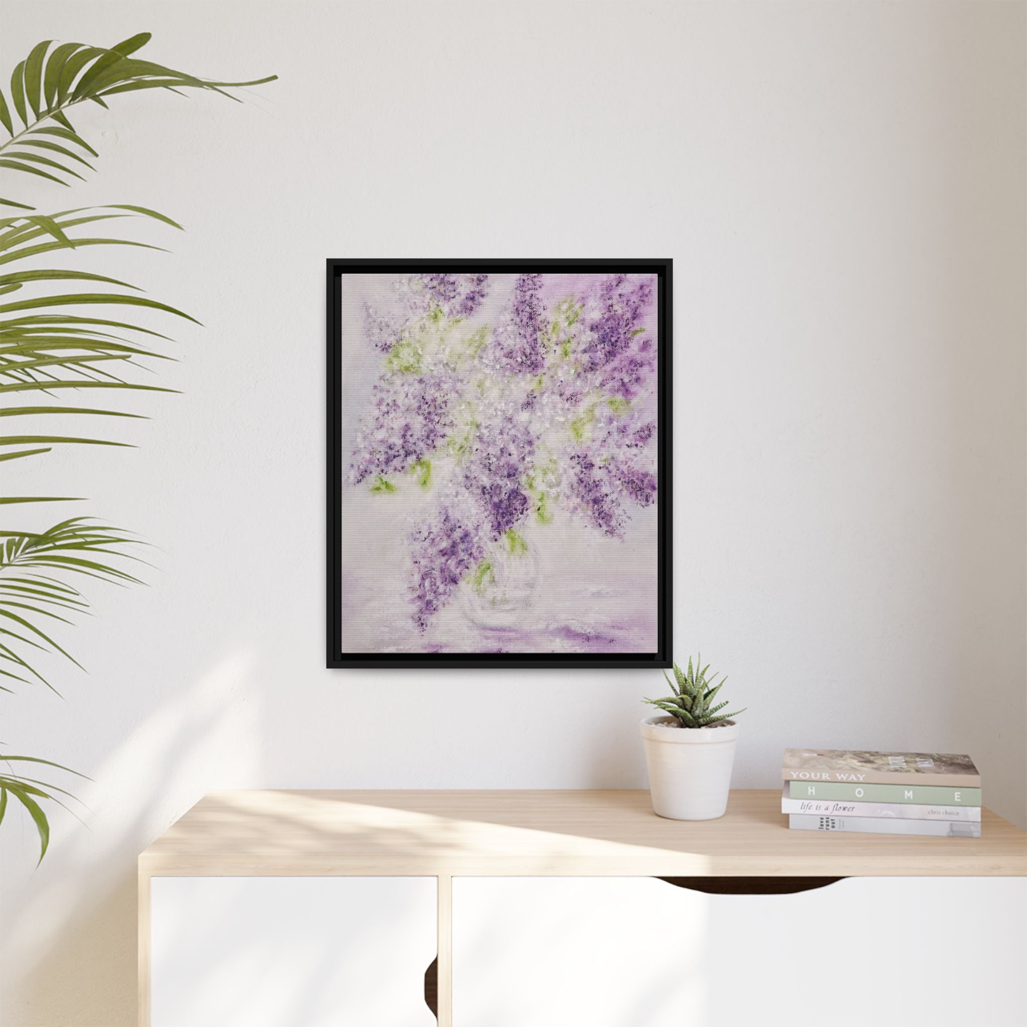 Framed Lilac Canvas Print — Matte Floral Wall Art