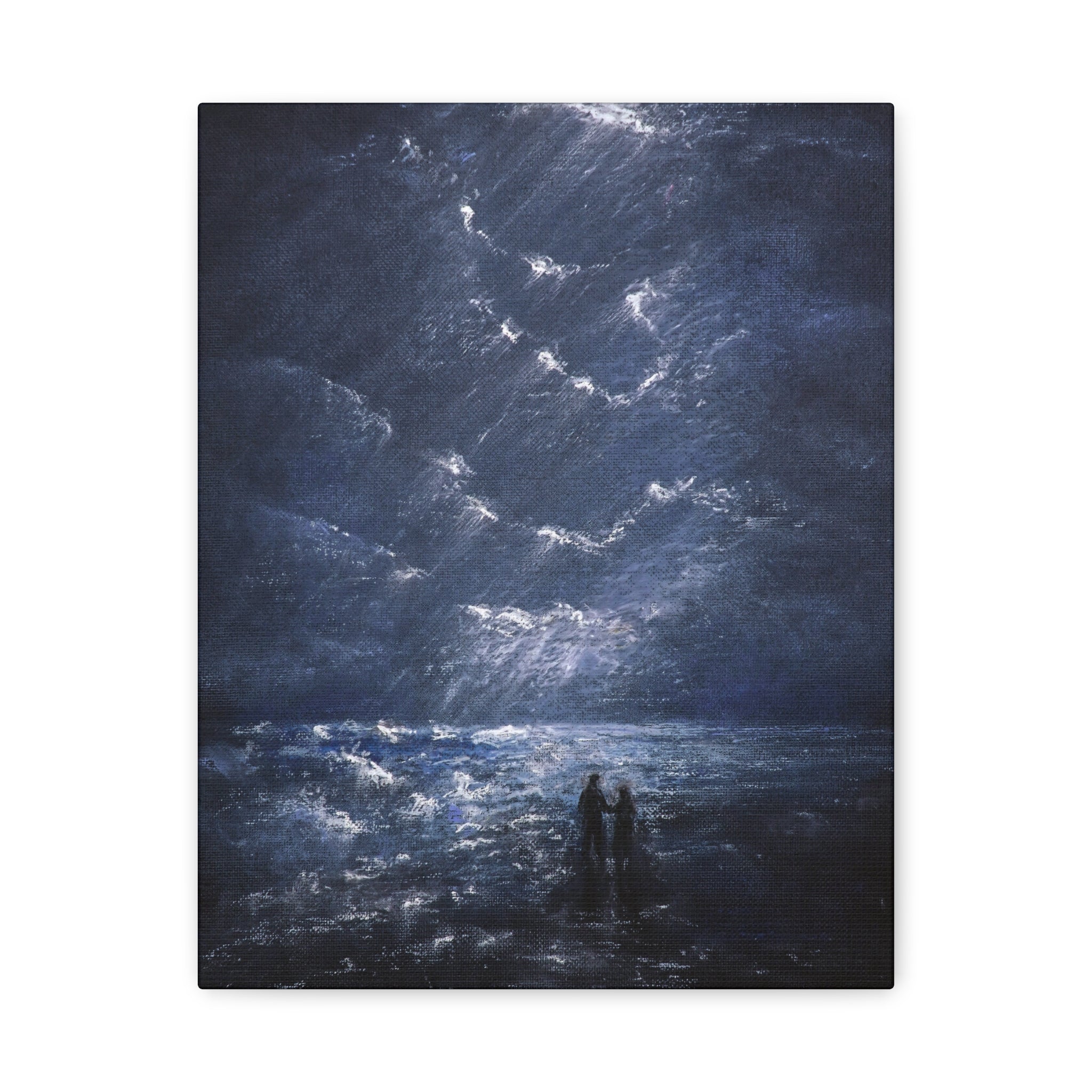 Couple on Shore at Night, Matte Stretched Wall Decor