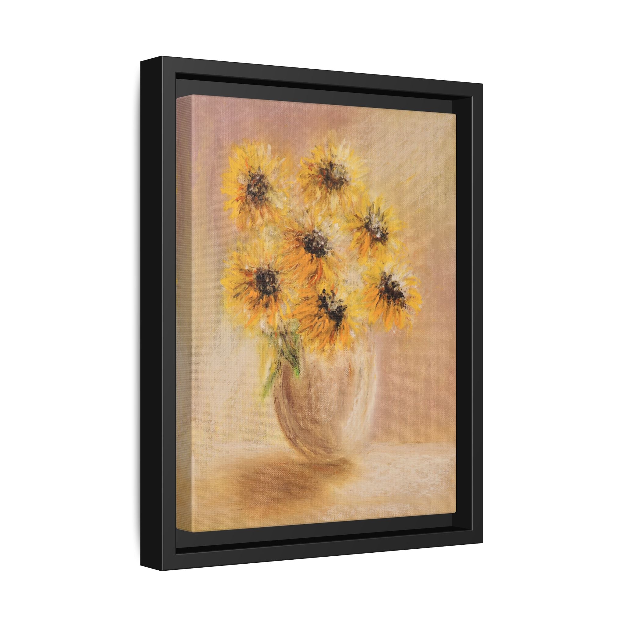 Framed Sunflower Vase — Matte Canvas Wall Art
