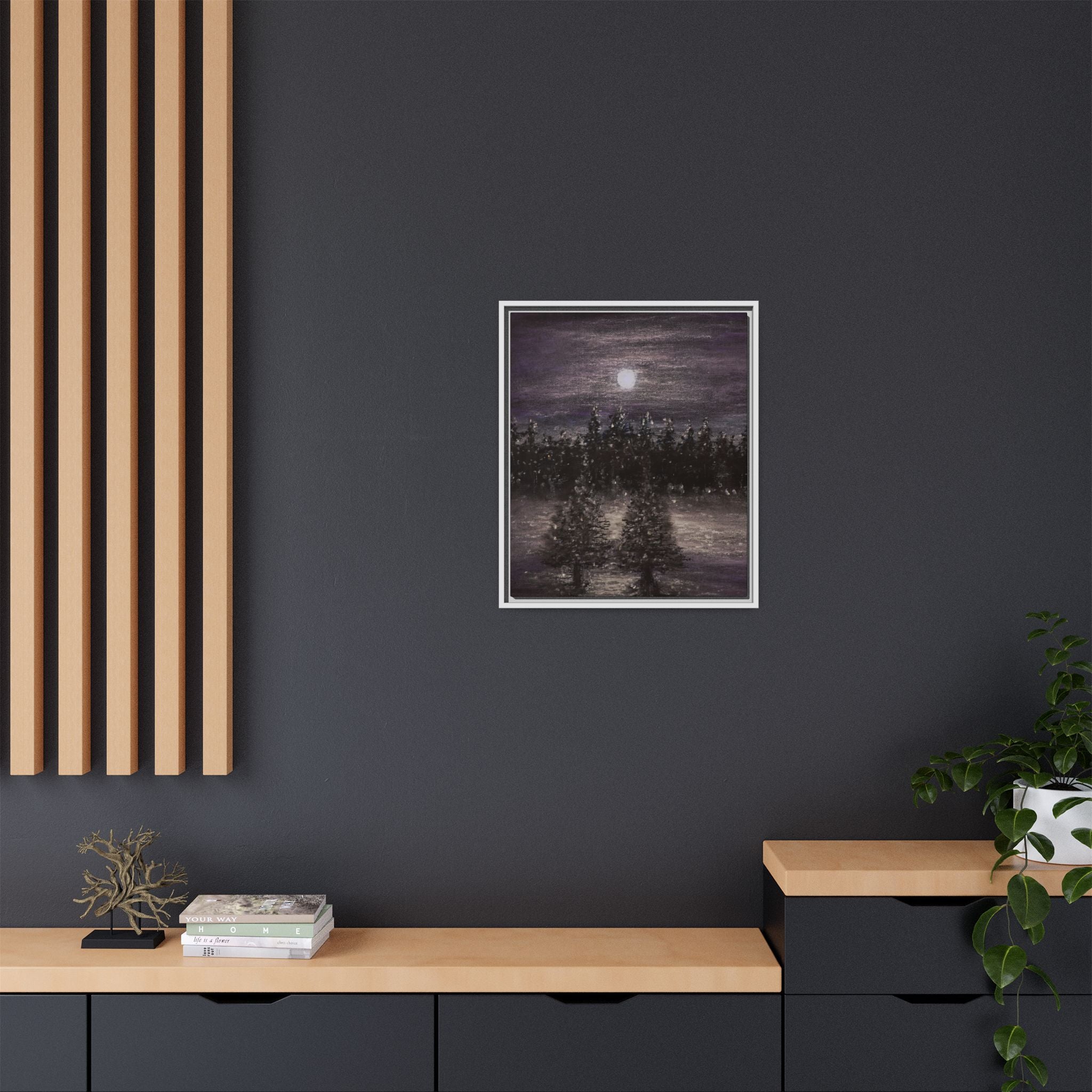 Moonlit Forest Matte Canvas Print — Framed Wall Art