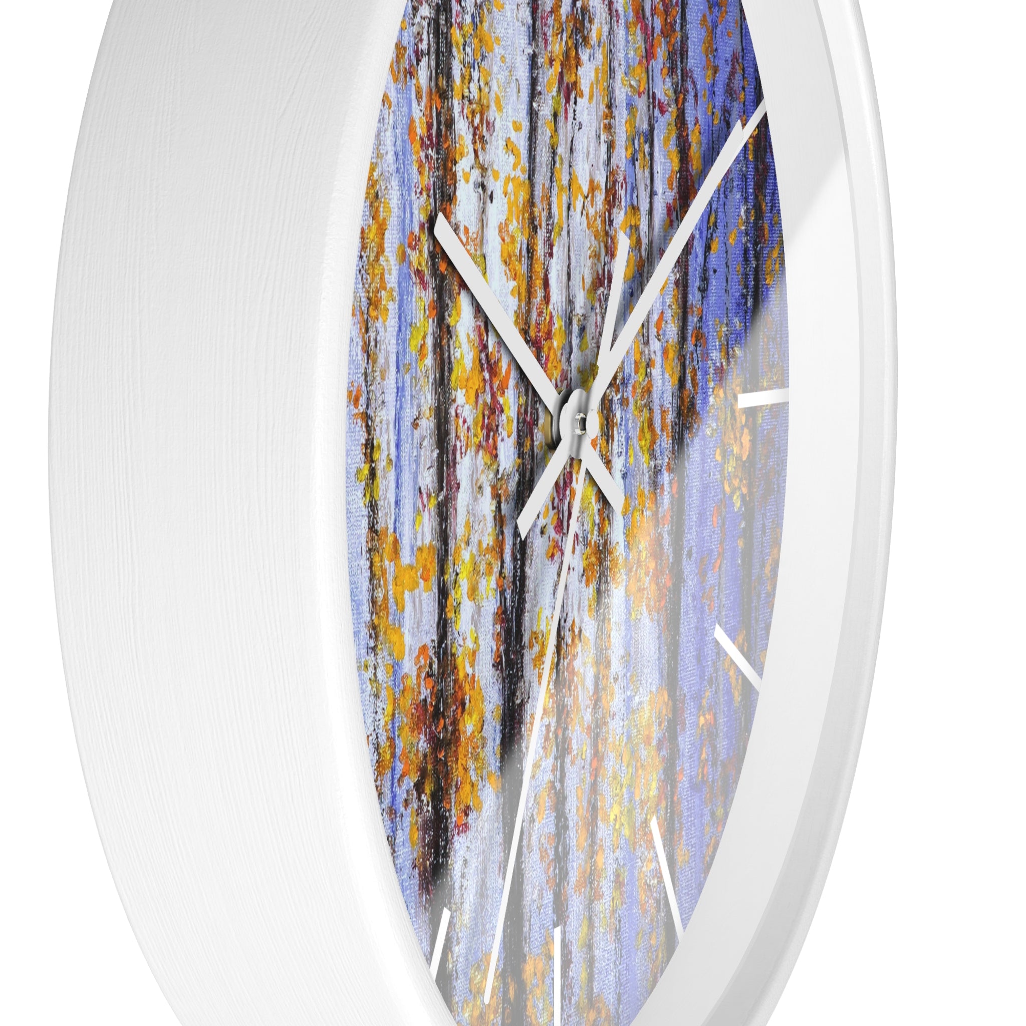 Autumn Aspen Wall Clock — Forest Birch Trees Fall Leaves Decorative Clock