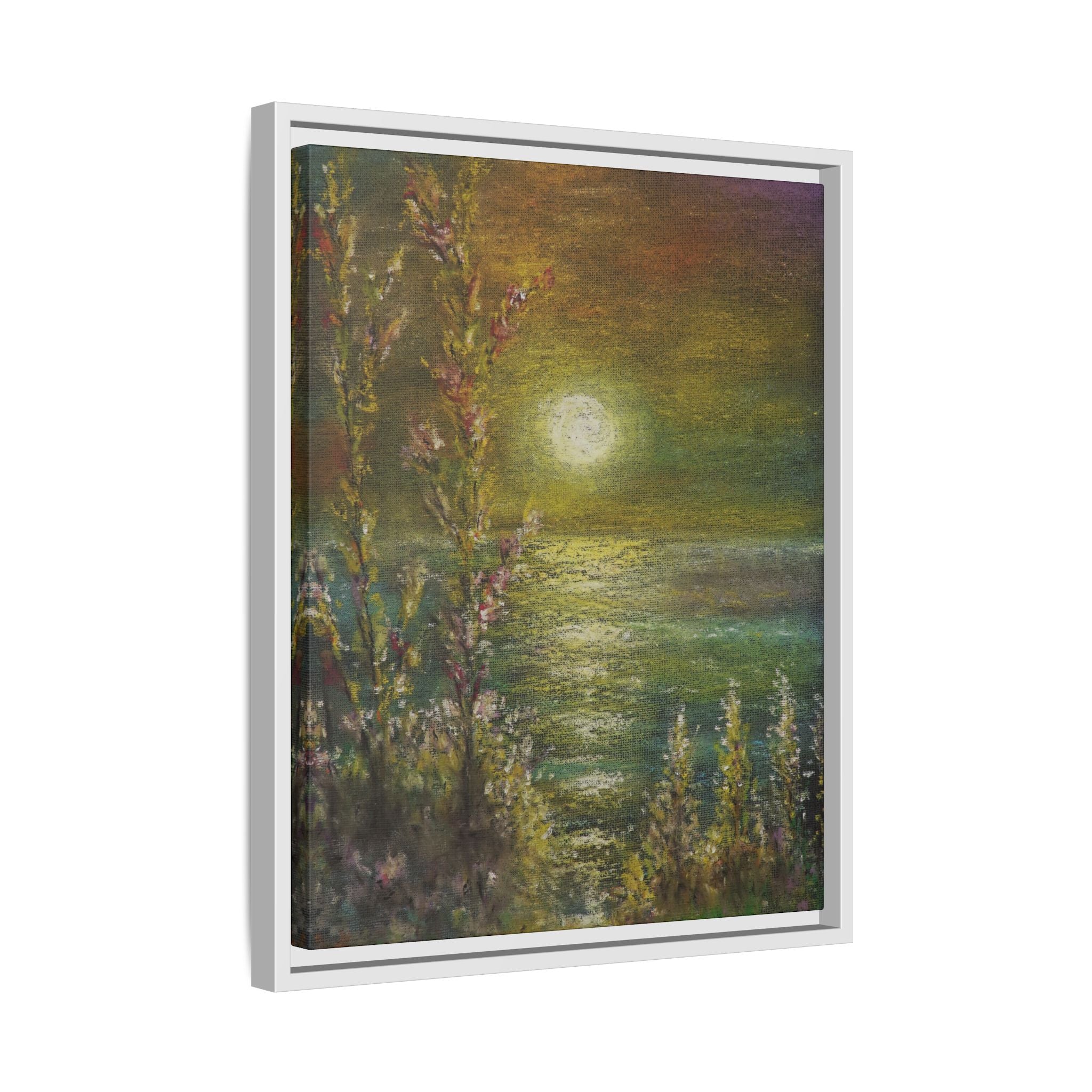Framed Matte Canvas Print — Tranquil Moonlit Seascape