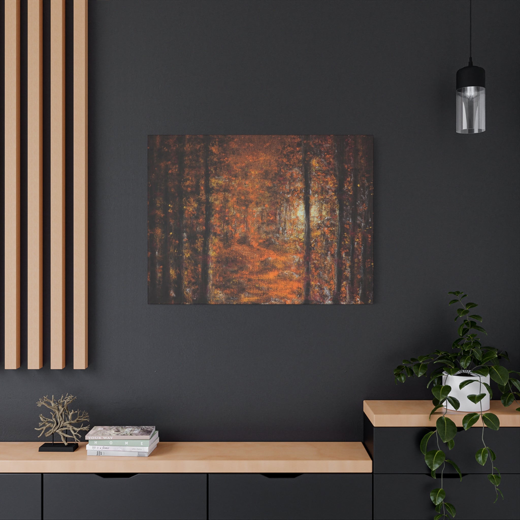 Autumn Forest Path Matte Canvas Wall Art