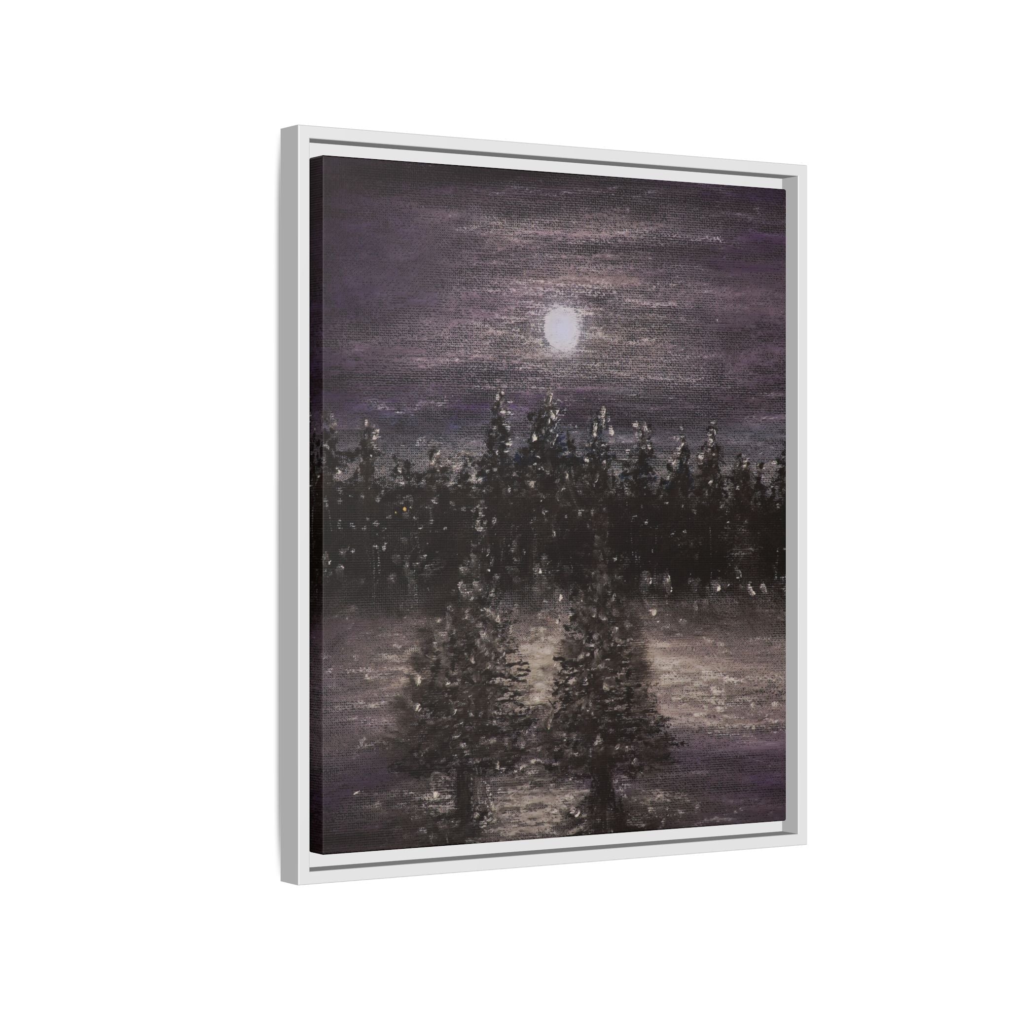 Moonlit Forest Matte Canvas Print — Framed Wall Art