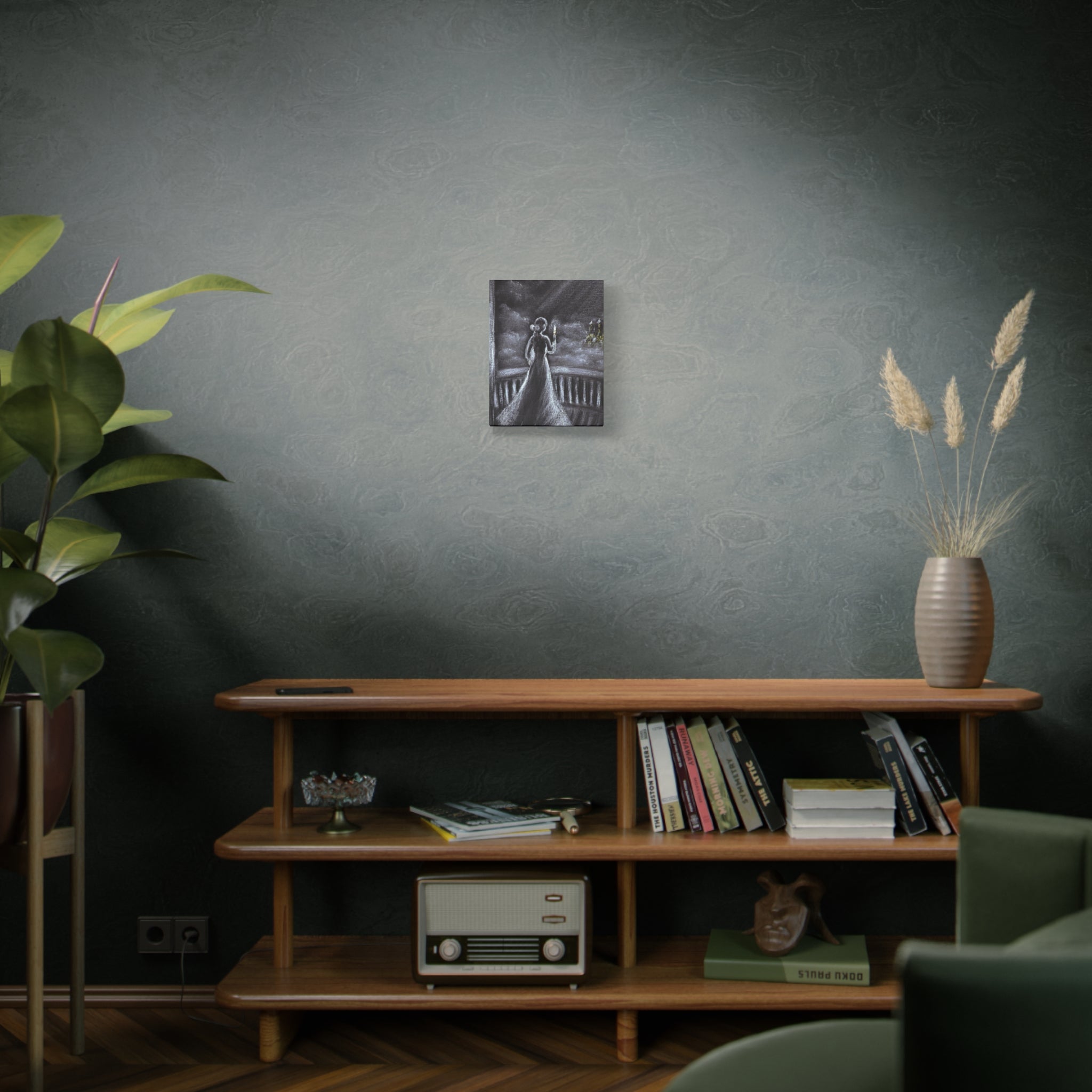 Matte Canvas: Gothic Woman with Candle Stretched Art Print