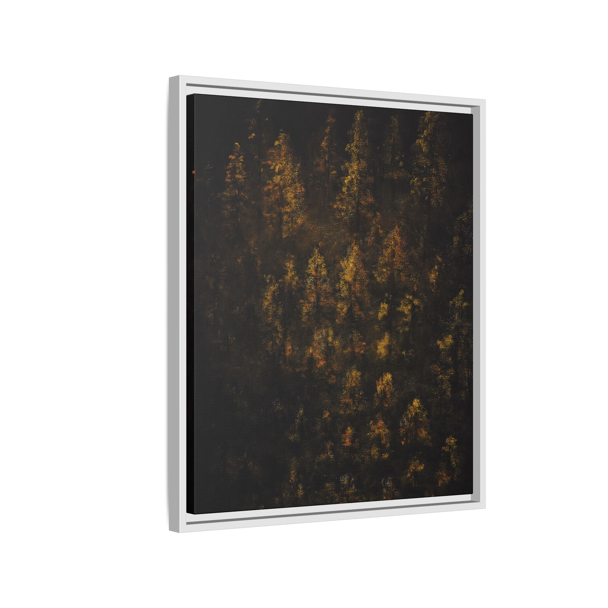 Framed Matte Canvas Forest Print — Golden Autumn Trees Wall Art