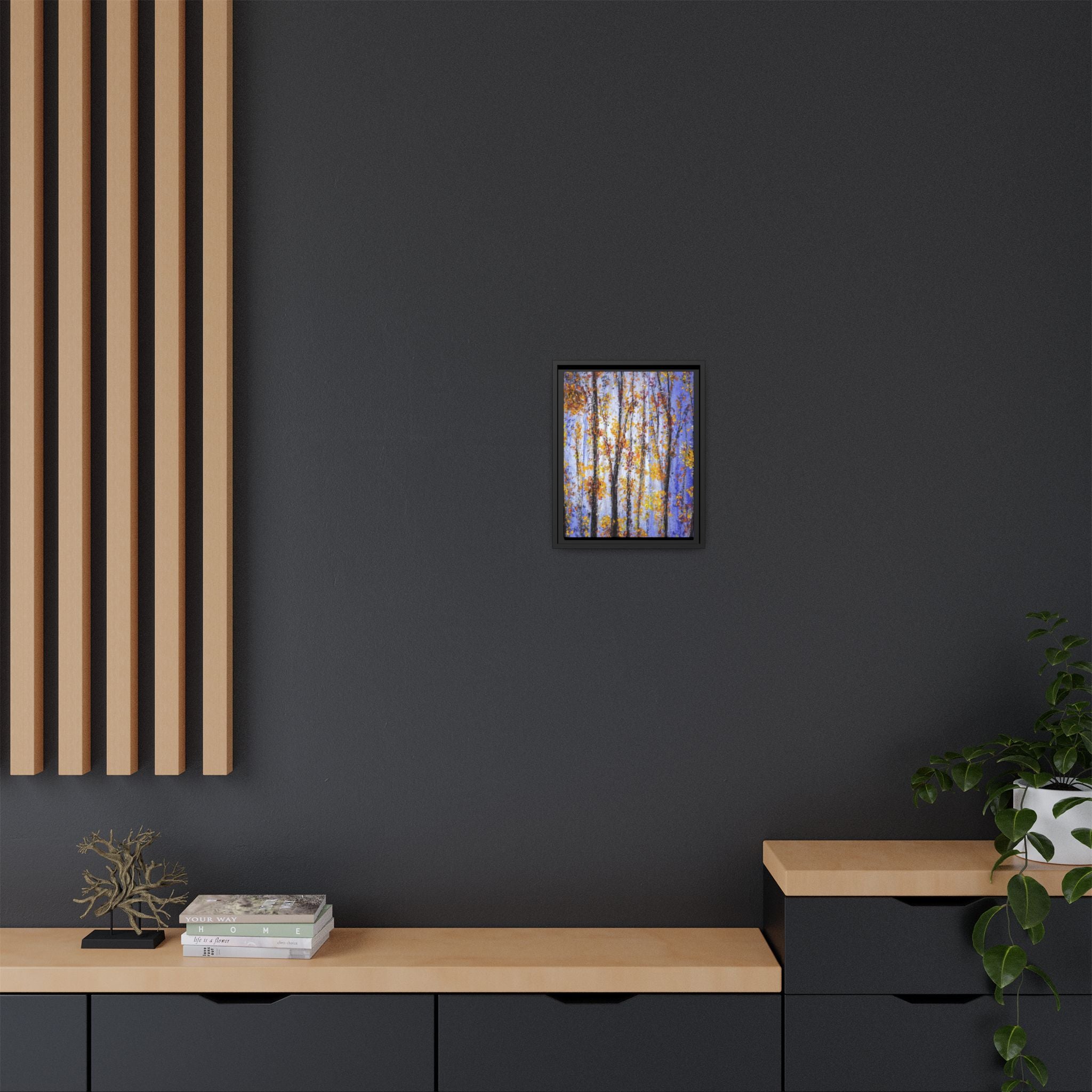 Framed Matte Canvas Art – Autumn Aspen Trees Wall Print