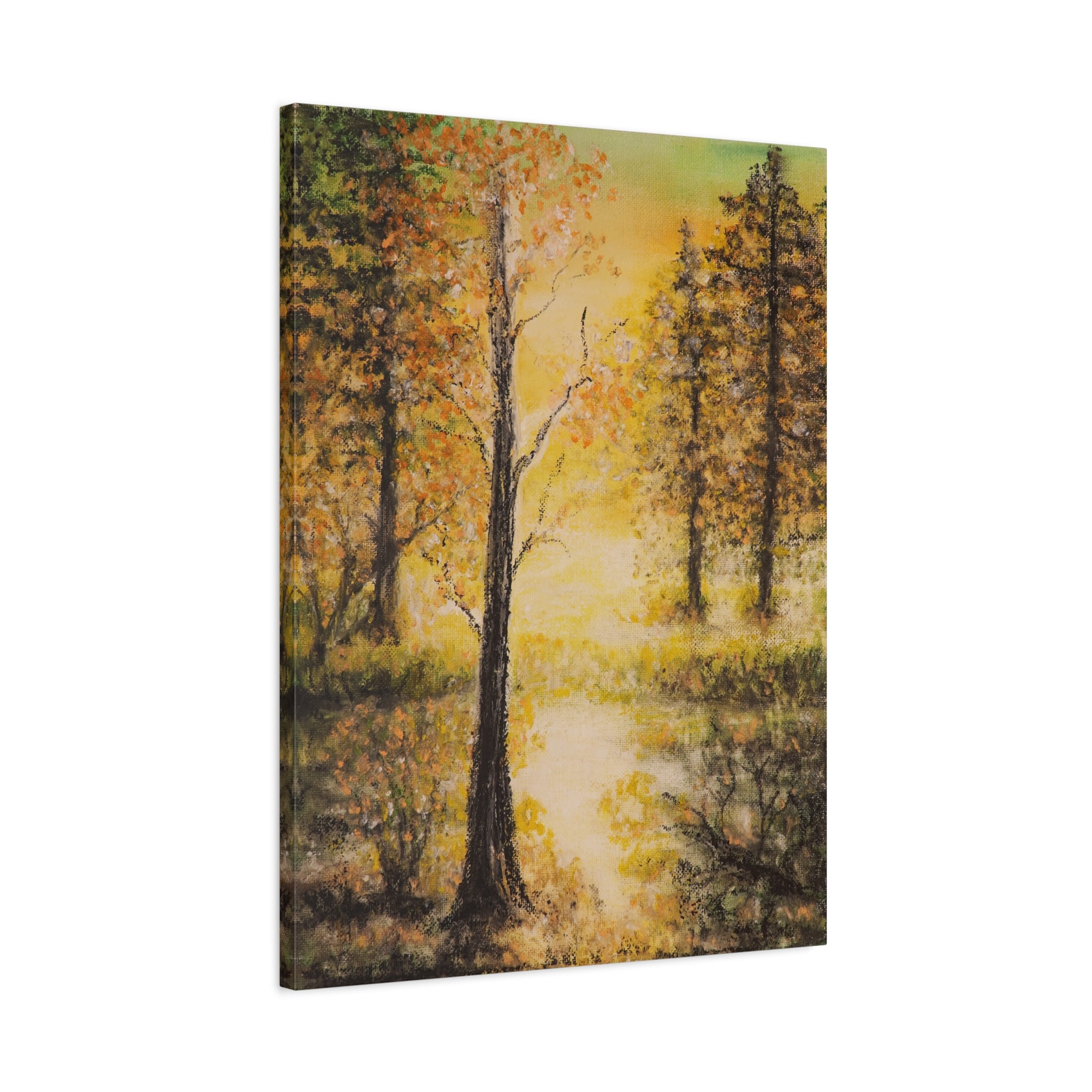 Autumn Forest Canvas Print — Golden Trees Stretched Matte Wall Art