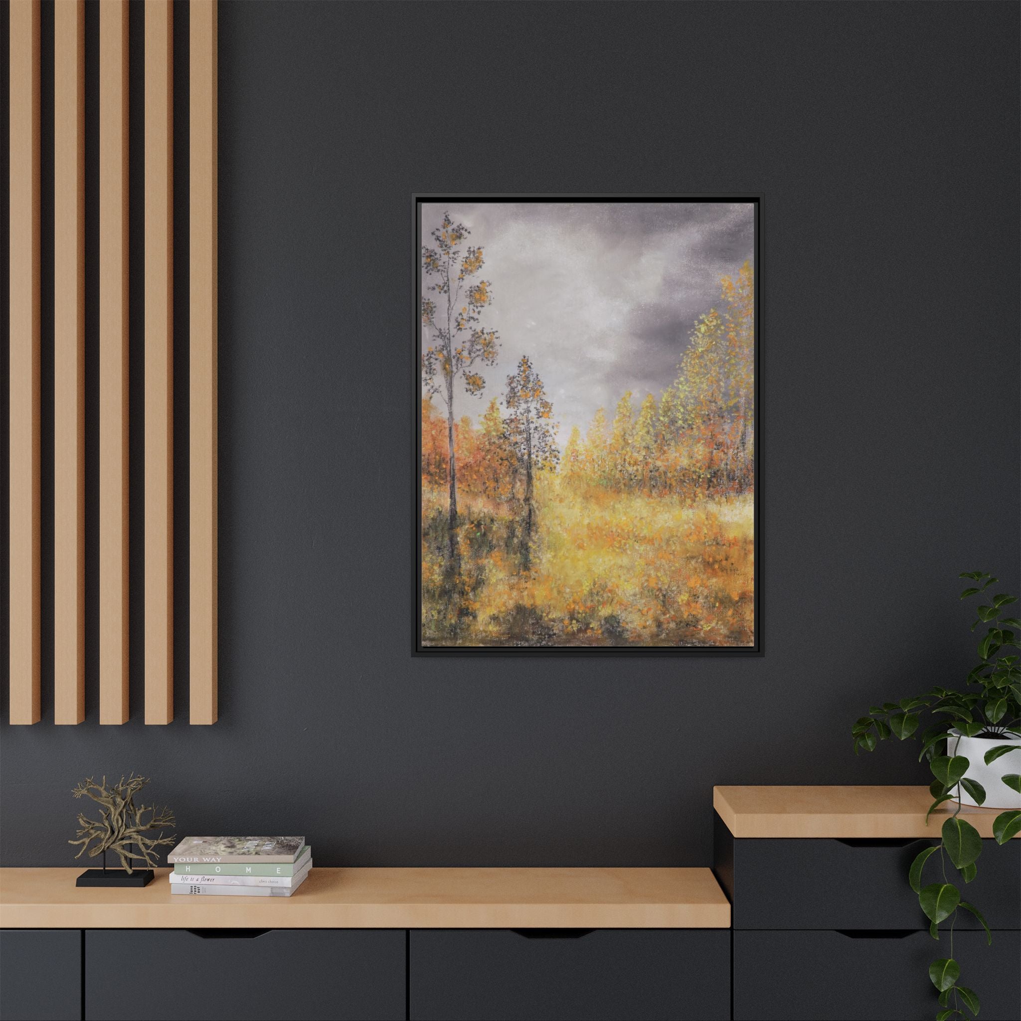 Autumn Meadow - Framed Autumn Landscape Canvas Print