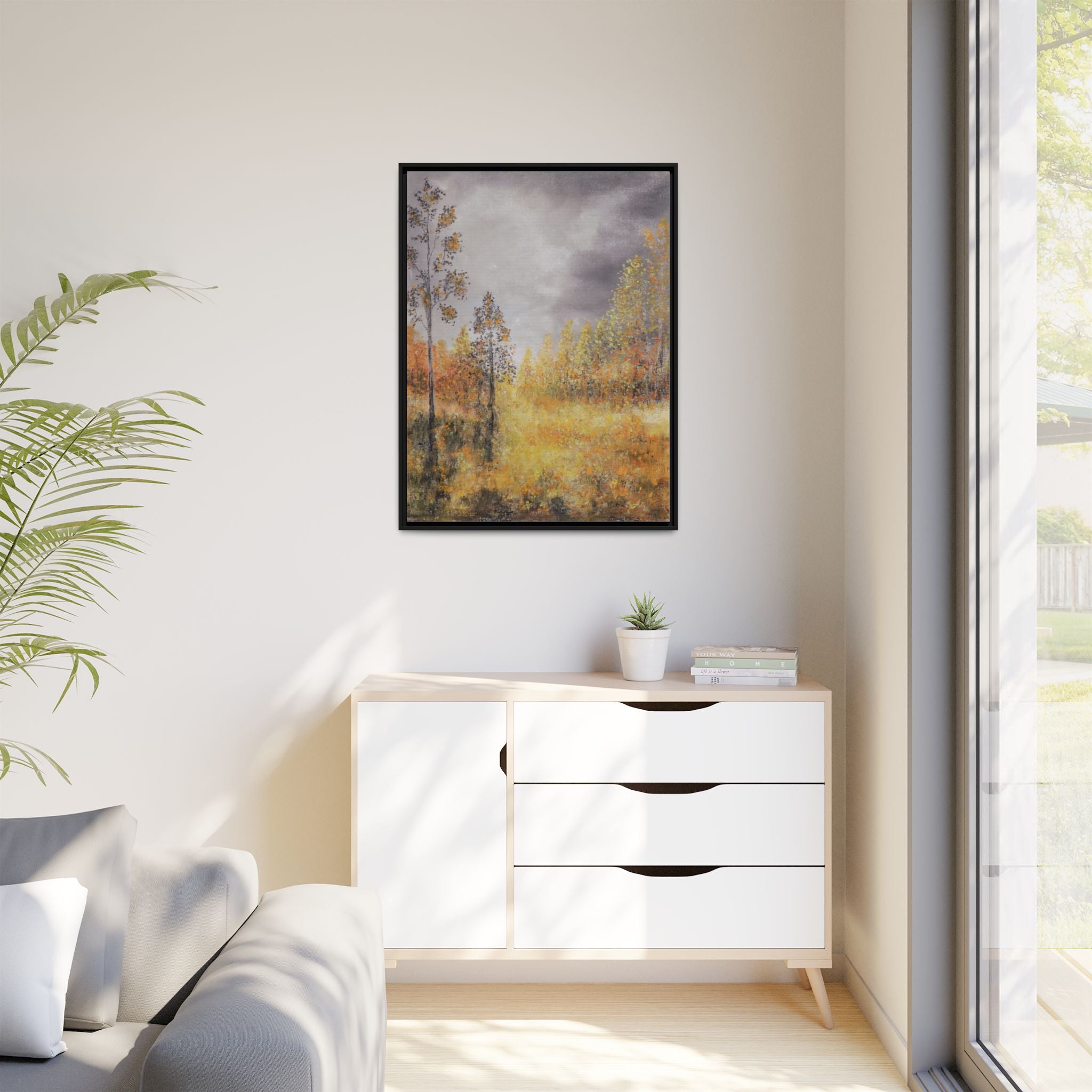 Autumn Meadow - Framed Autumn Landscape Canvas Print