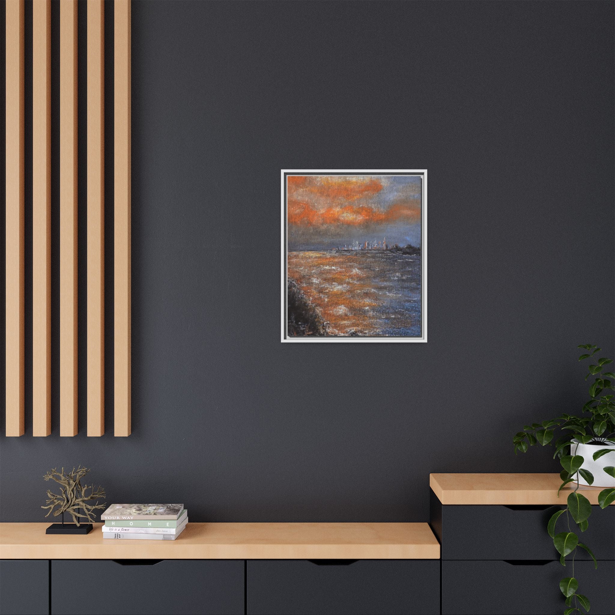 Framed Matte Canvas Print — Coastal Sunset Seascape