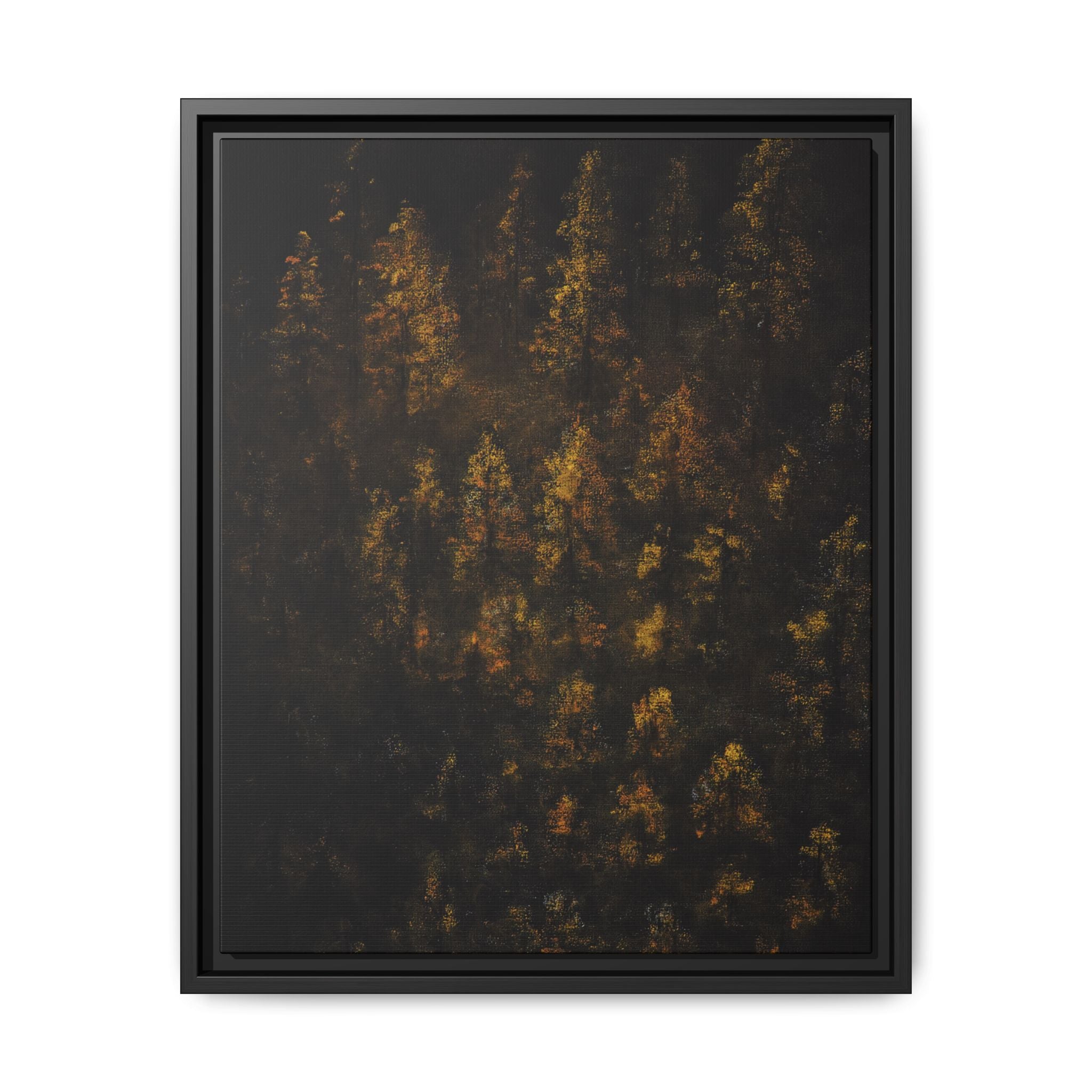 Framed Matte Canvas Forest Print — Golden Autumn Trees Wall Art