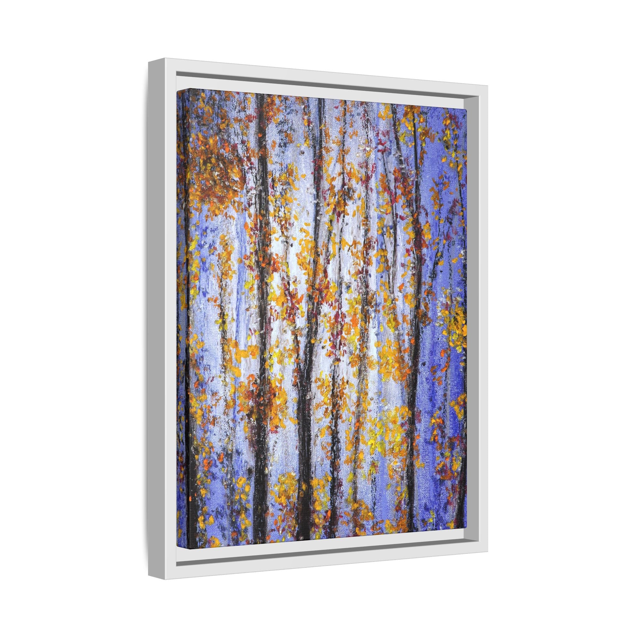 Framed Matte Canvas Art – Autumn Aspen Trees Wall Print