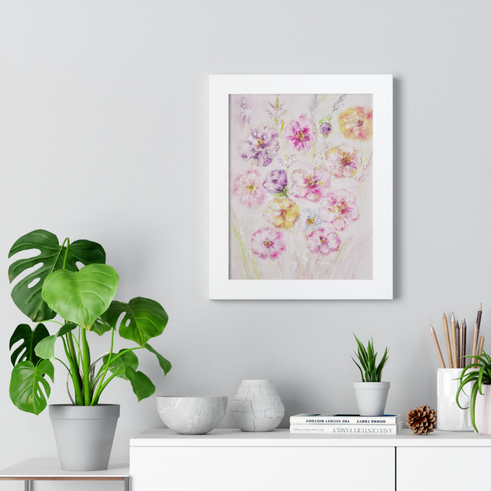 Framed Floral Poster — Soft Pink & Lavender Botanical Wall Art