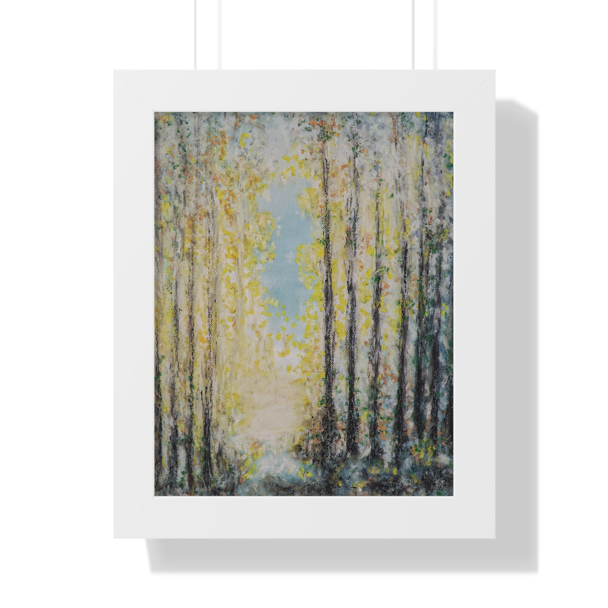 Framed Poster — Serene Sunlit Forest Vertical Art Print