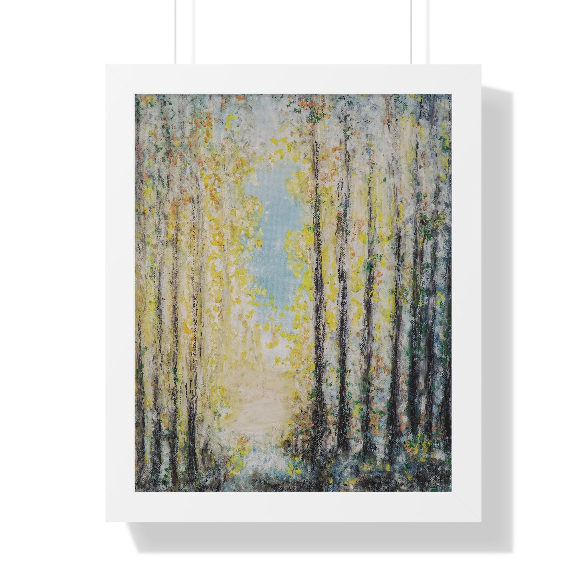 Framed Poster — Serene Sunlit Forest Vertical Art Print