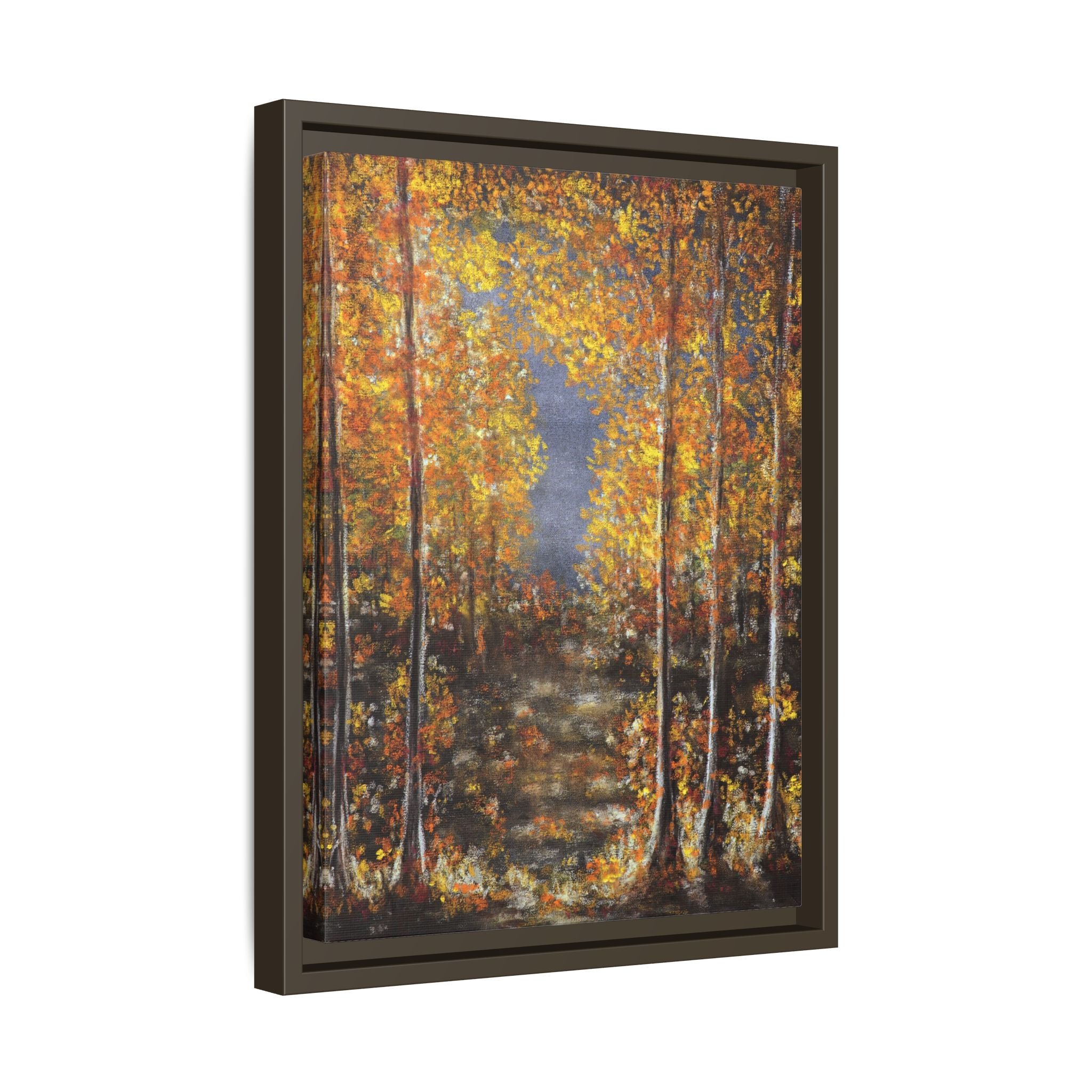 Framed Canvas Art - Autumn Forest Trees Landscape