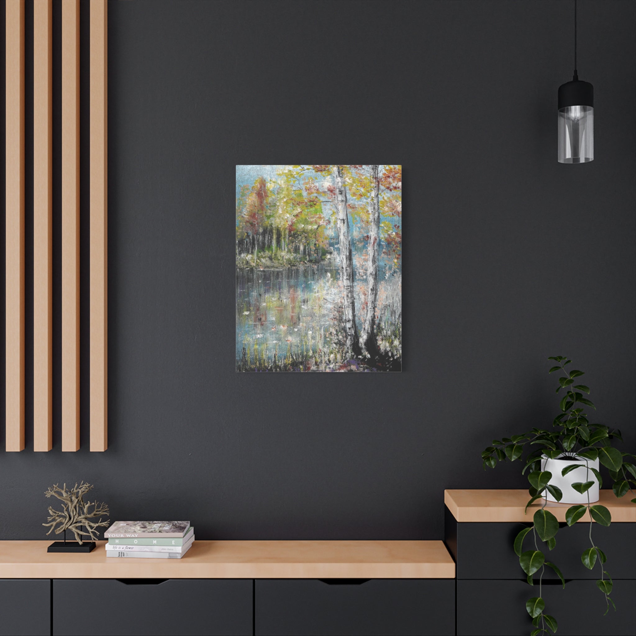 Trees by the Lake – Matte Stretched Canvas Wall Art