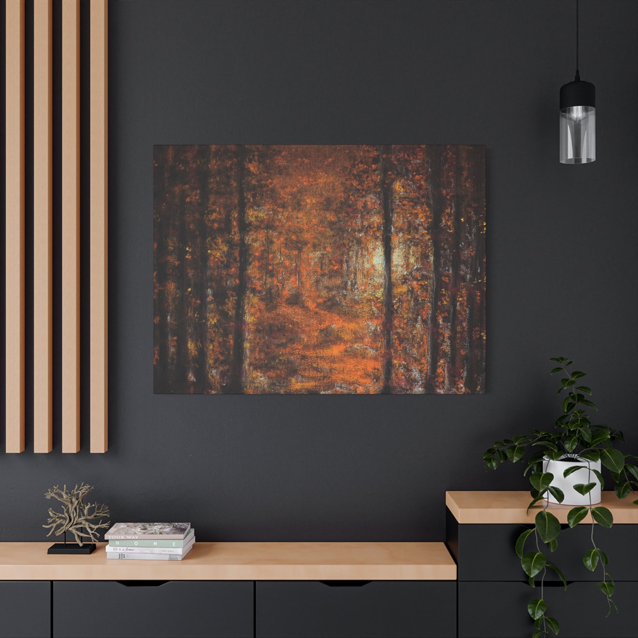 Autumn Forest Path Matte Canvas Wall Art
