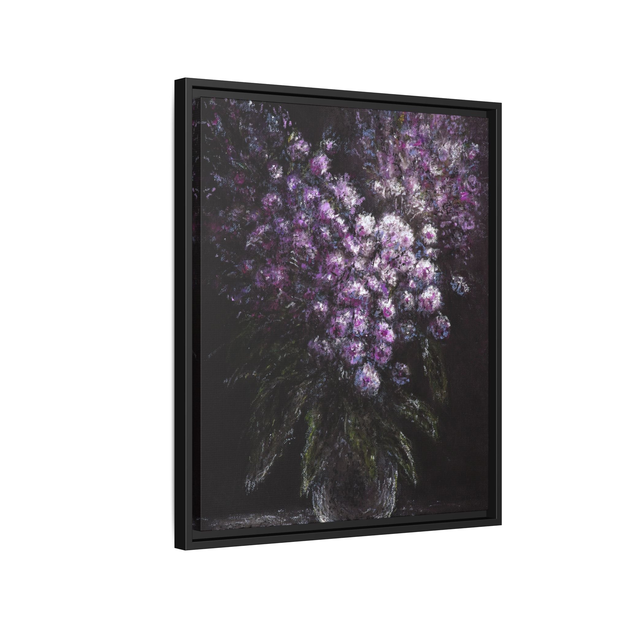 Framed Matte Canvas: Moody Purple Floral Bouquet Wall Art