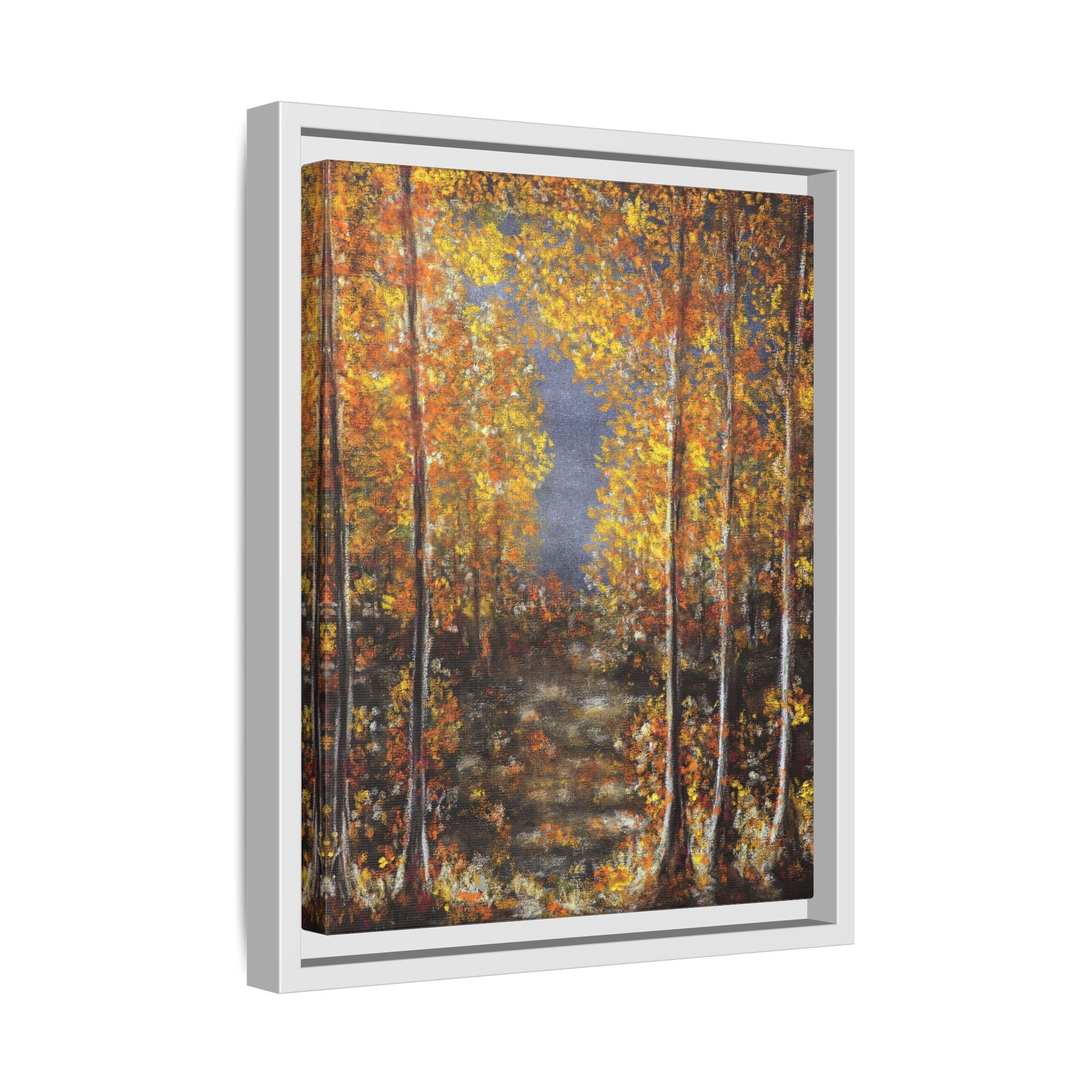 Framed Canvas Art - Autumn Forest Trees Landscape