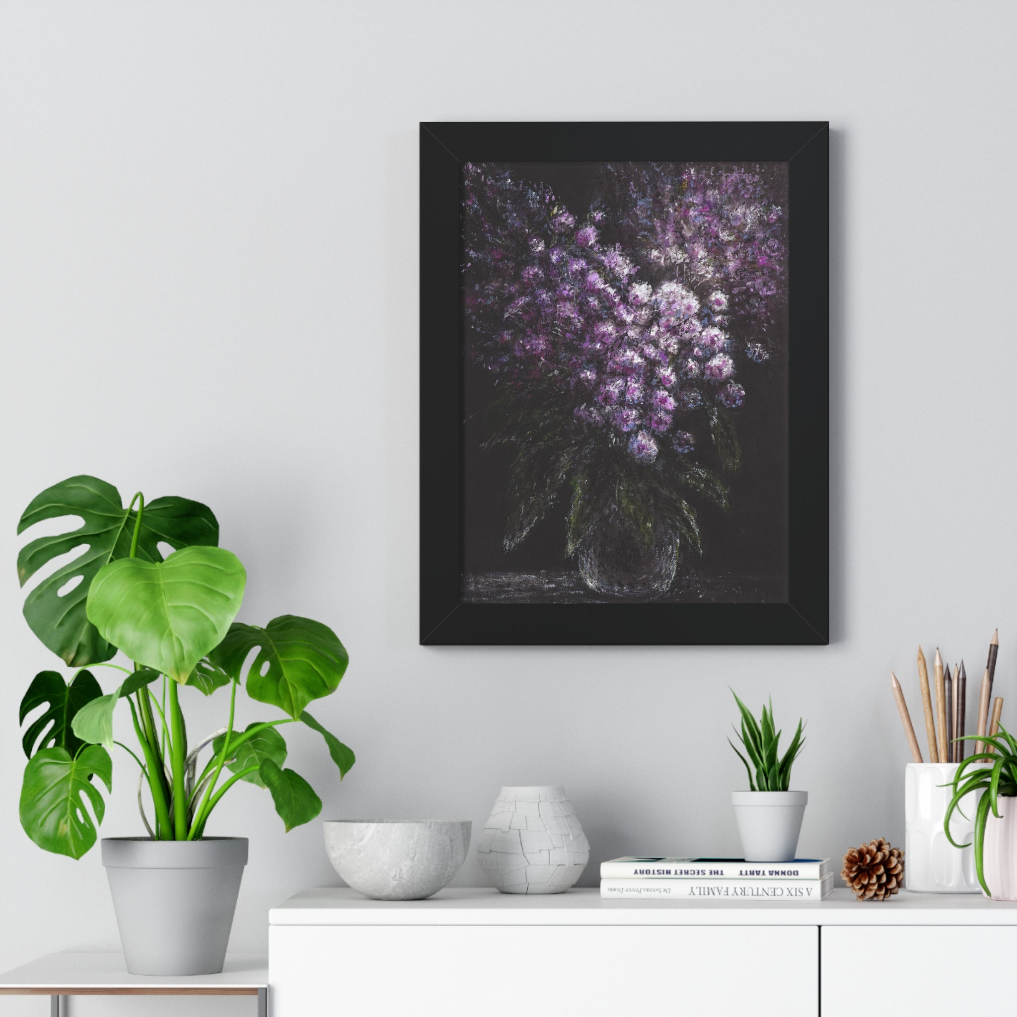 Framed Poster — Moody Purple Floral Bouquet Wall Art