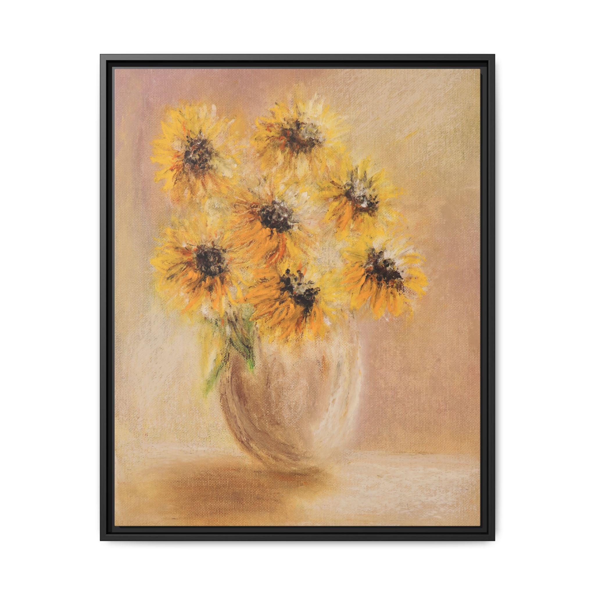 Framed Sunflower Vase — Matte Canvas Wall Art