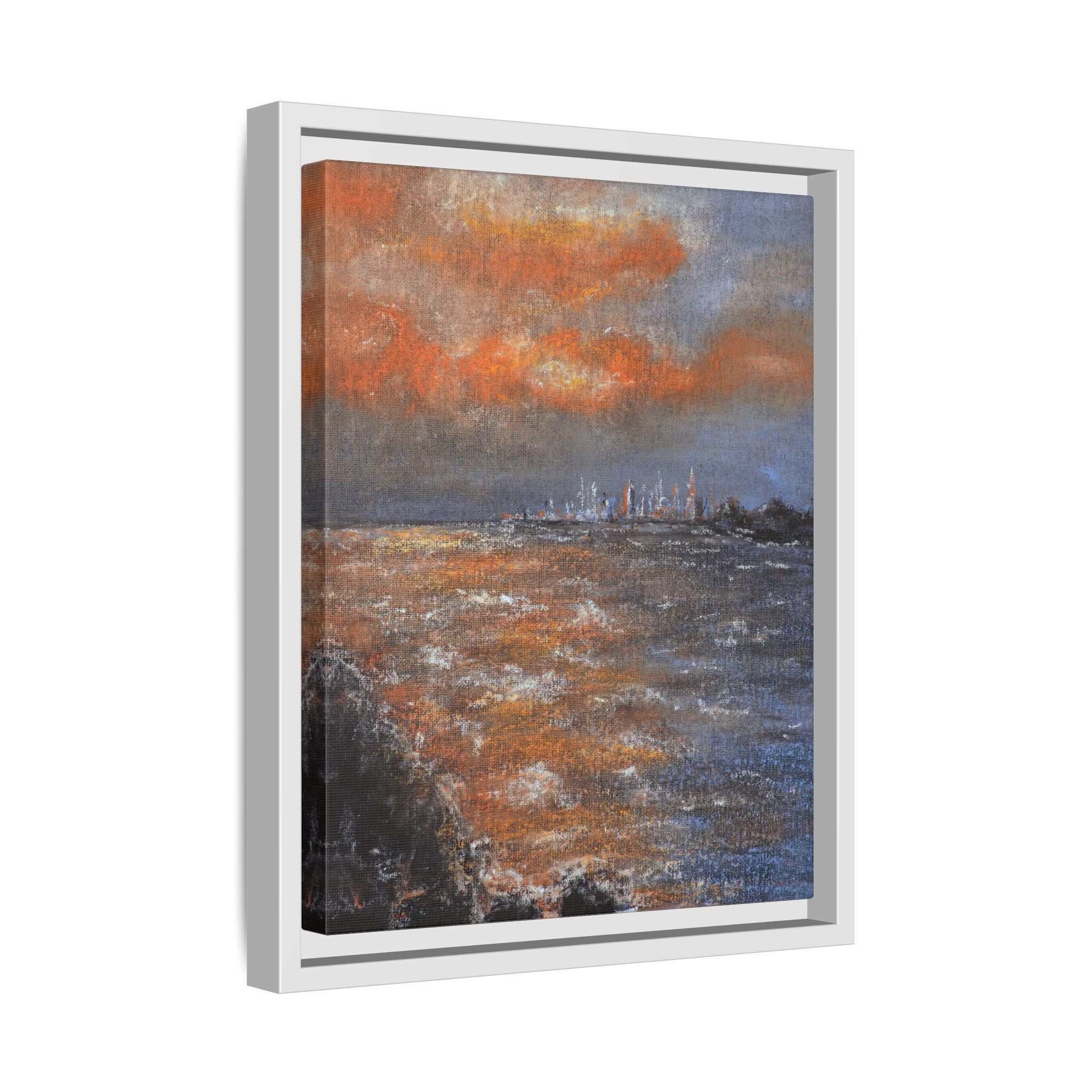 Framed Matte Canvas Print — Coastal Sunset Seascape