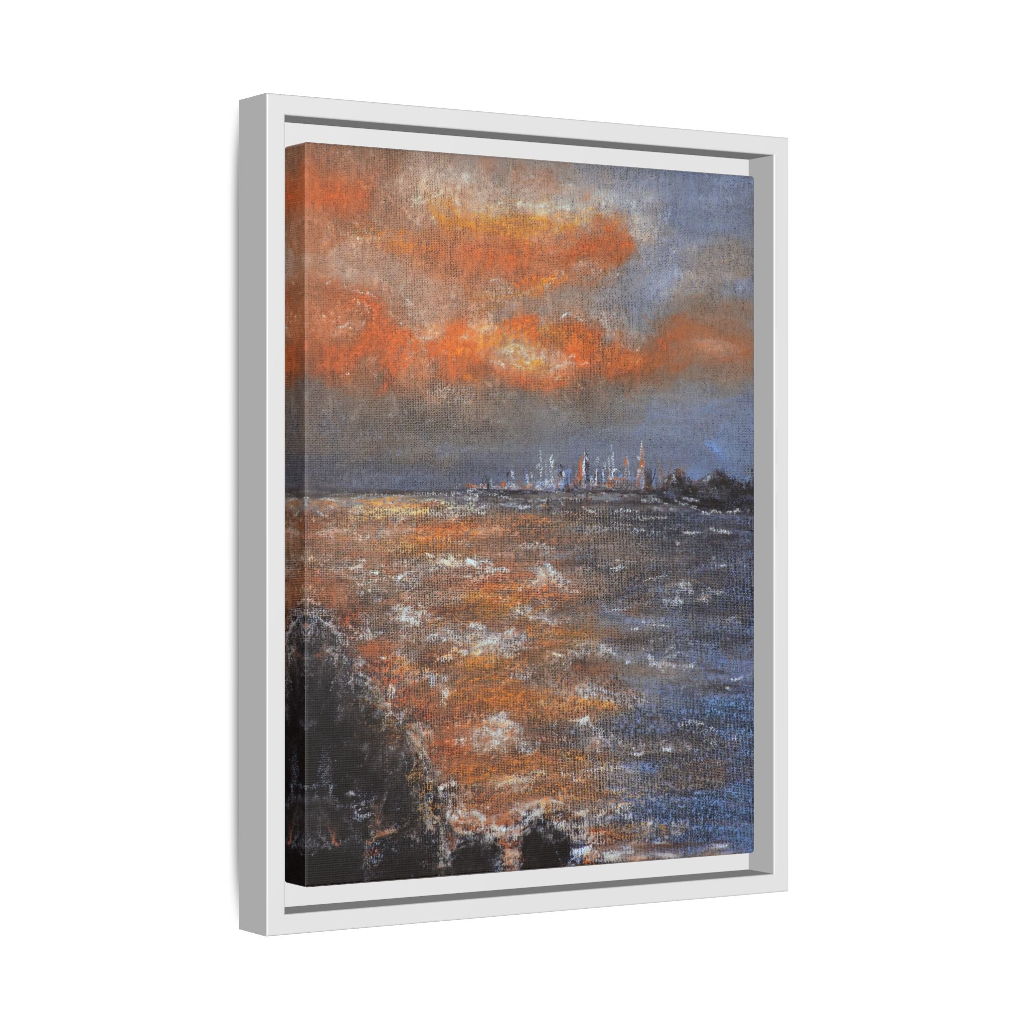 Framed Matte Canvas Print — Coastal Sunset Seascape