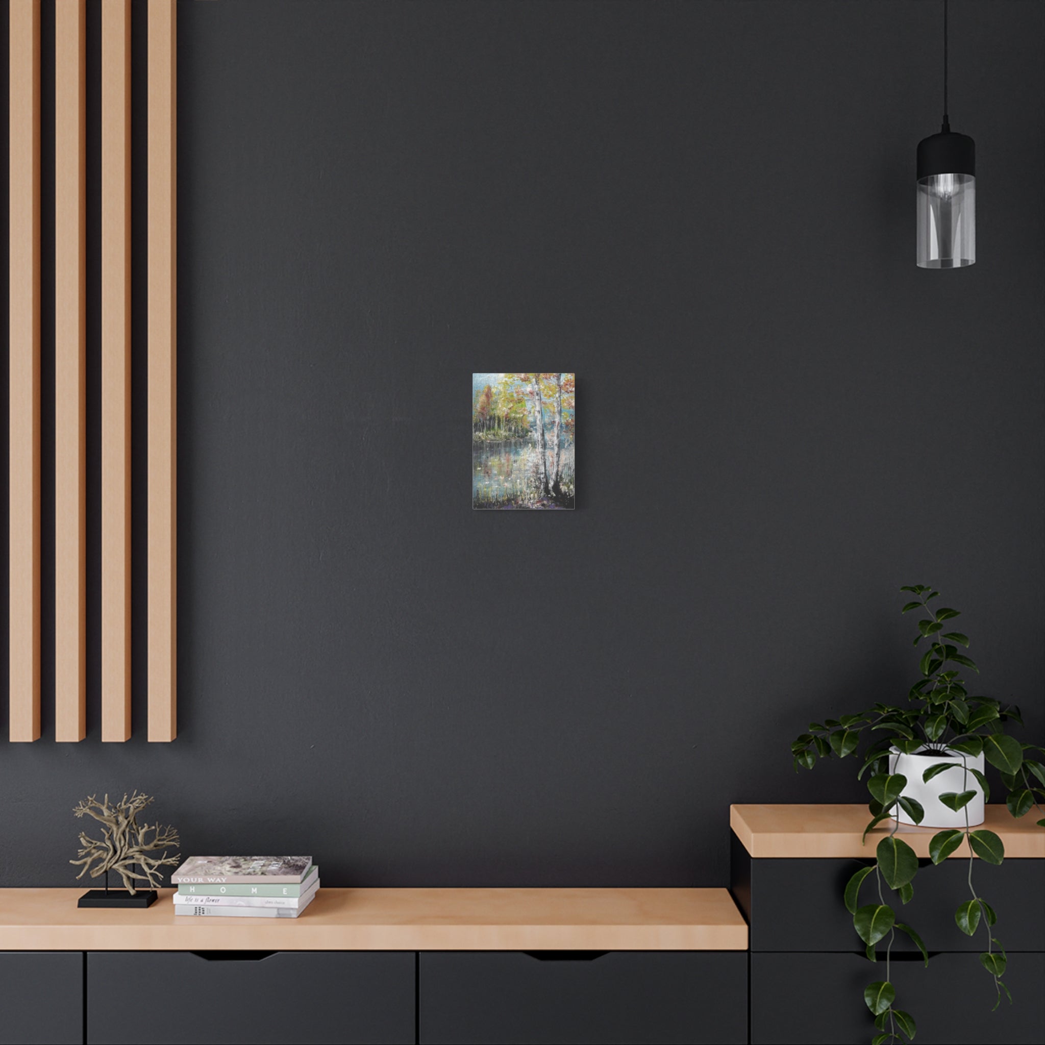 Trees by the Lake – Matte Stretched Canvas Wall Art