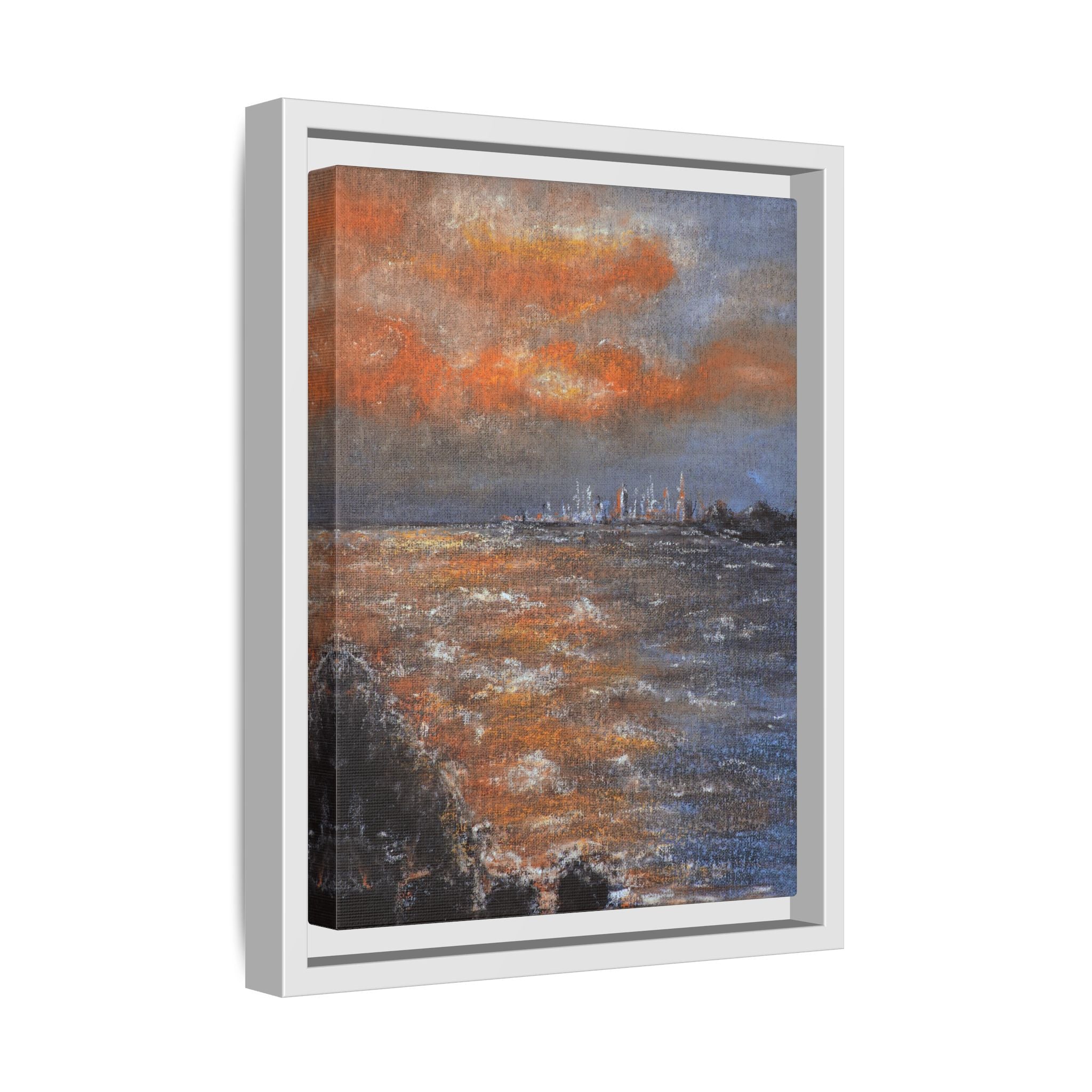 Framed Matte Canvas Print — Coastal Sunset Seascape