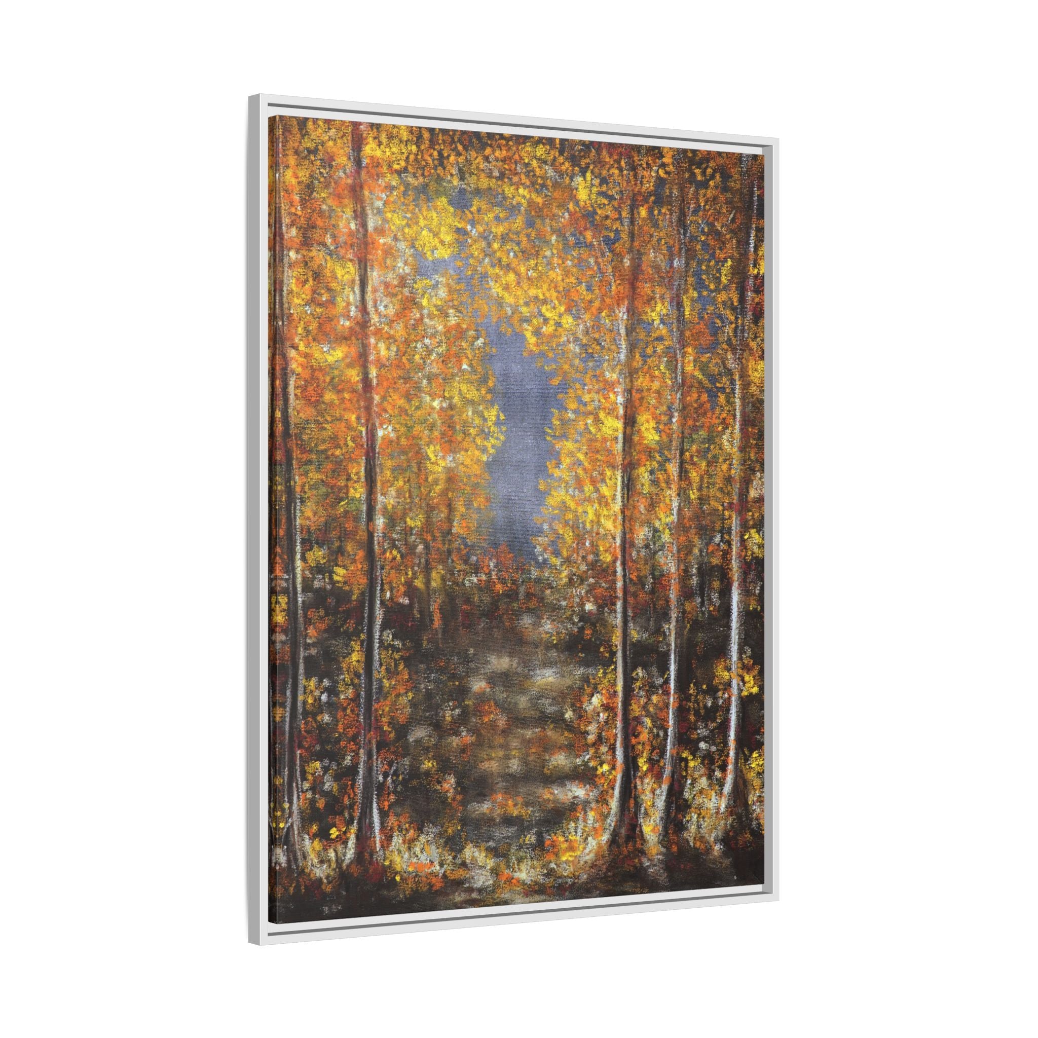 Framed Canvas Art - Autumn Forest Trees Landscape