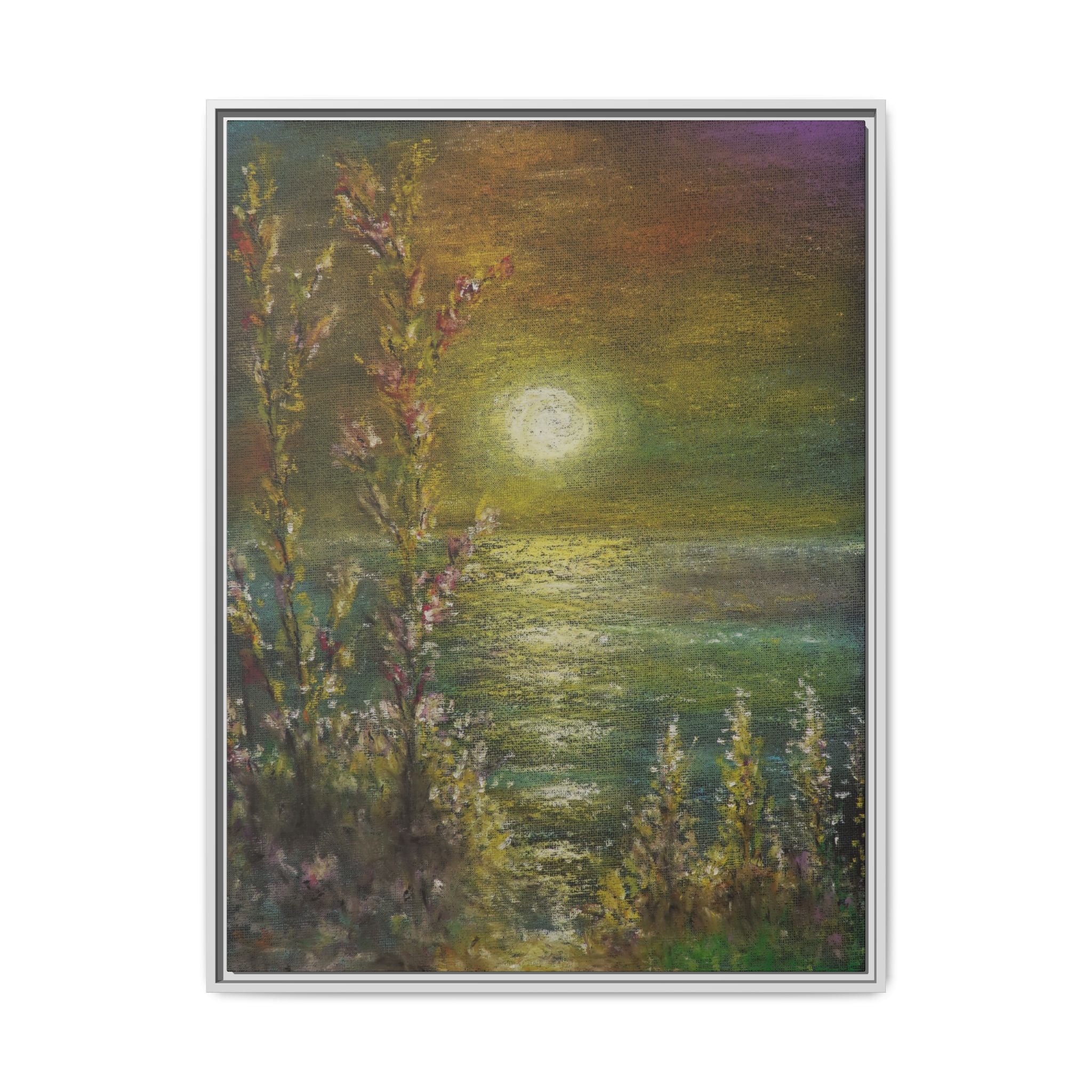 Framed Matte Canvas Print — Tranquil Moonlit Seascape
