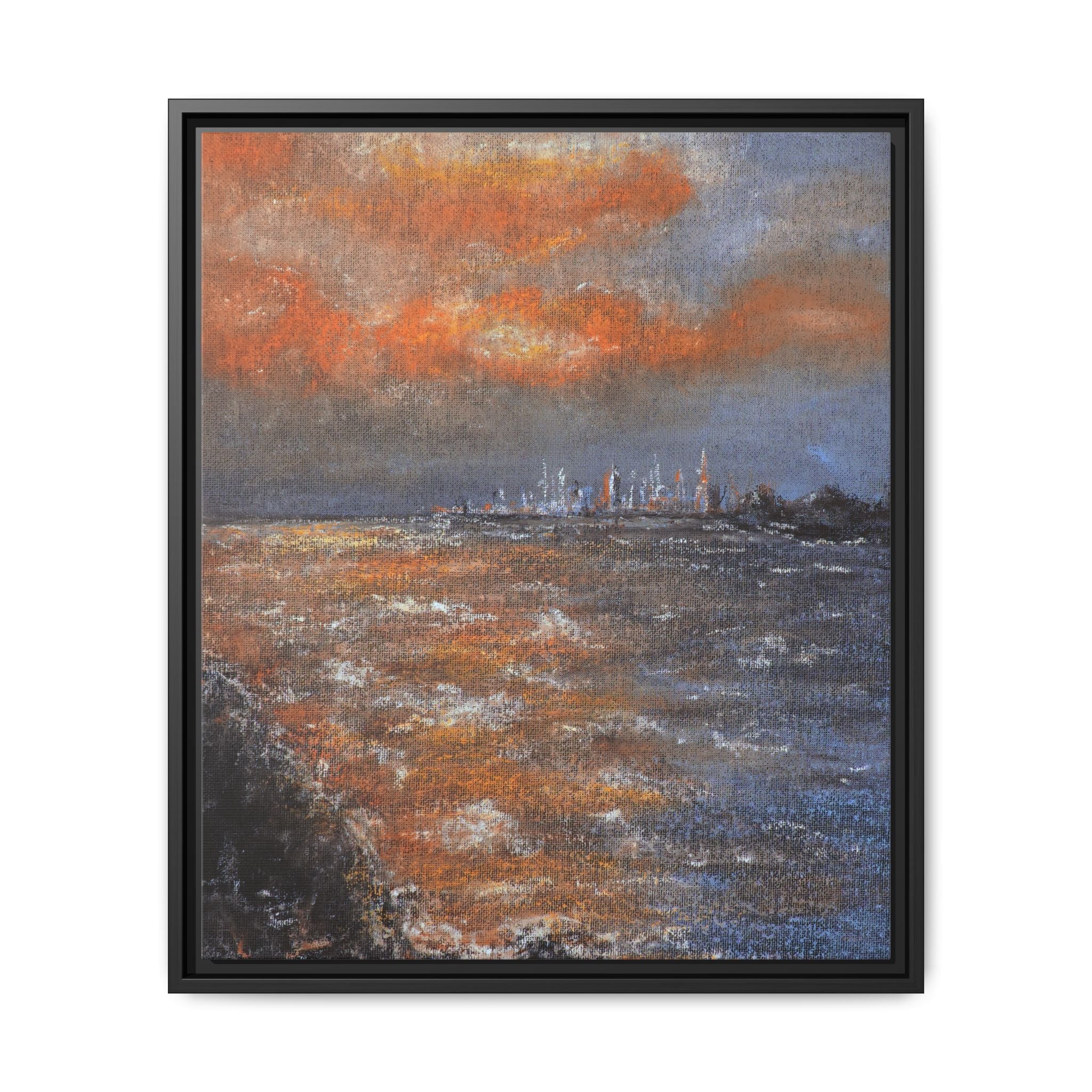 Framed Matte Canvas Print — Coastal Sunset Seascape