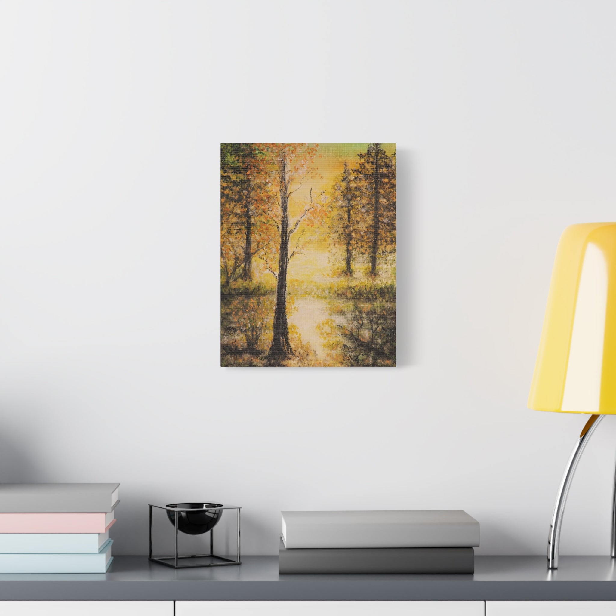 Autumn Forest Canvas Print — Golden Trees Stretched Matte Wall Art