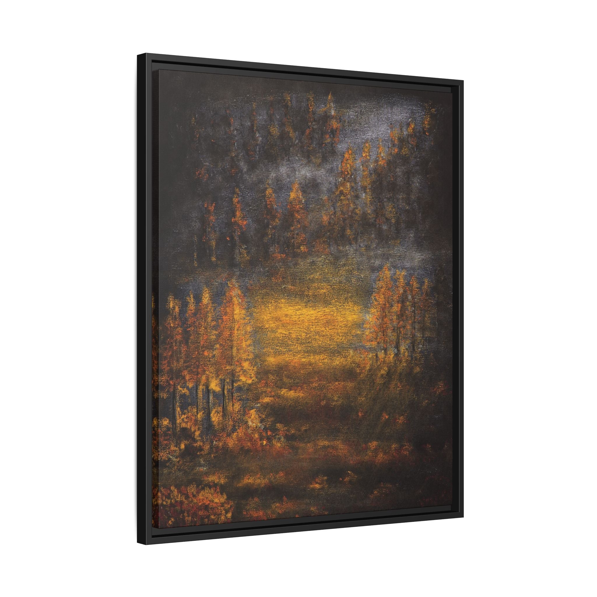 Autumn Glow Landscape - Framed Matte Canvas Wall Art