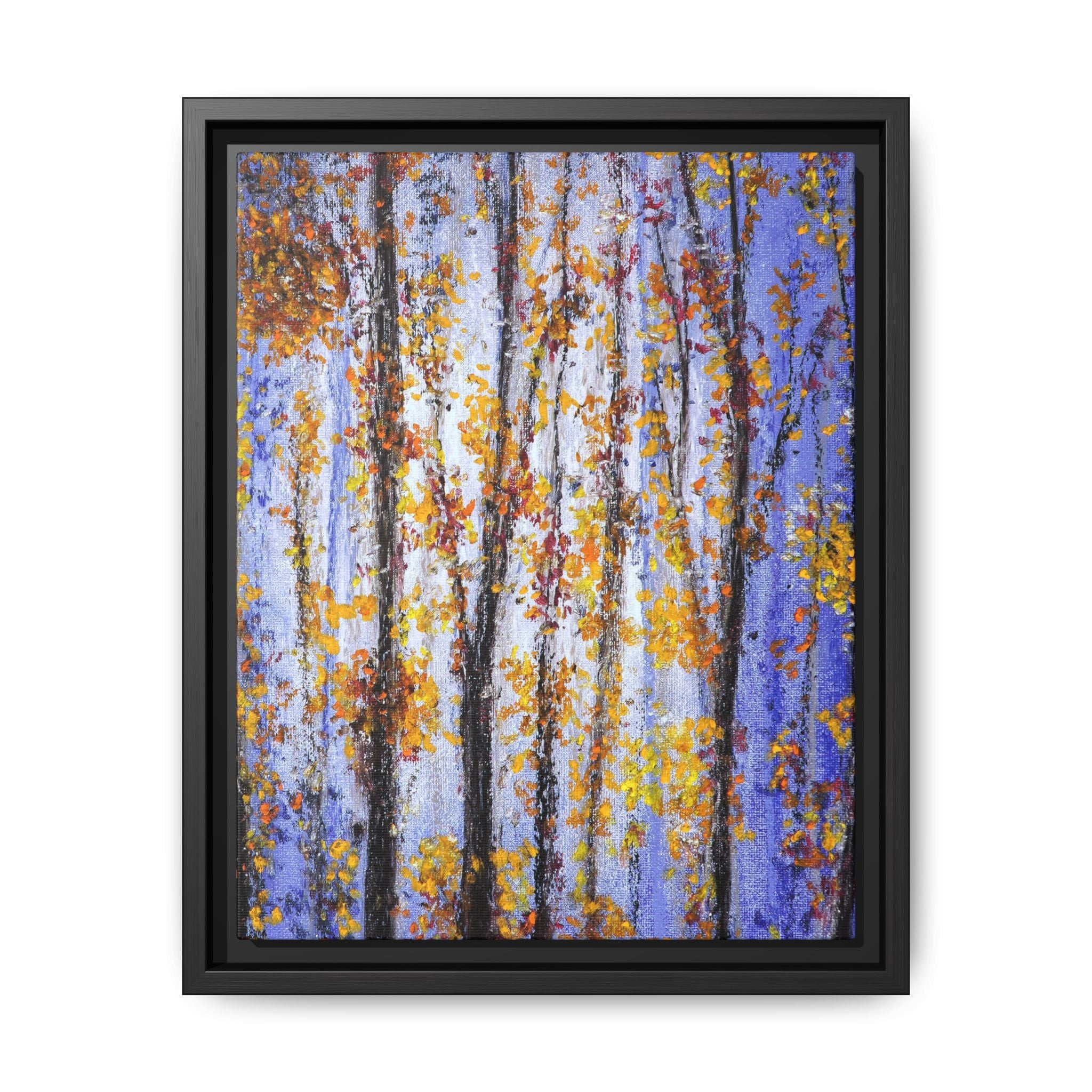 Framed Matte Canvas Art – Autumn Aspen Trees Wall Print