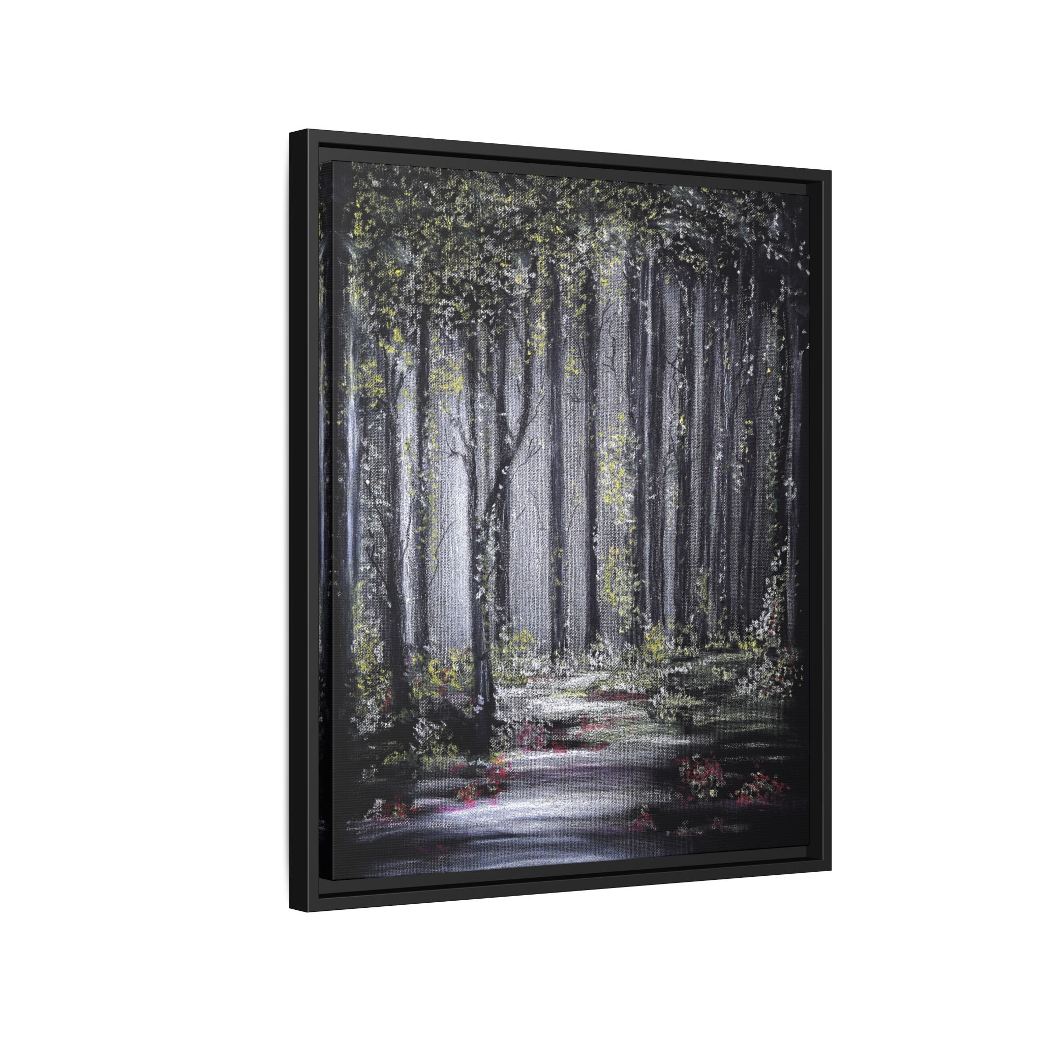 Framed Forest Path Matte Canvas Print — Serene Woodland Wall Art