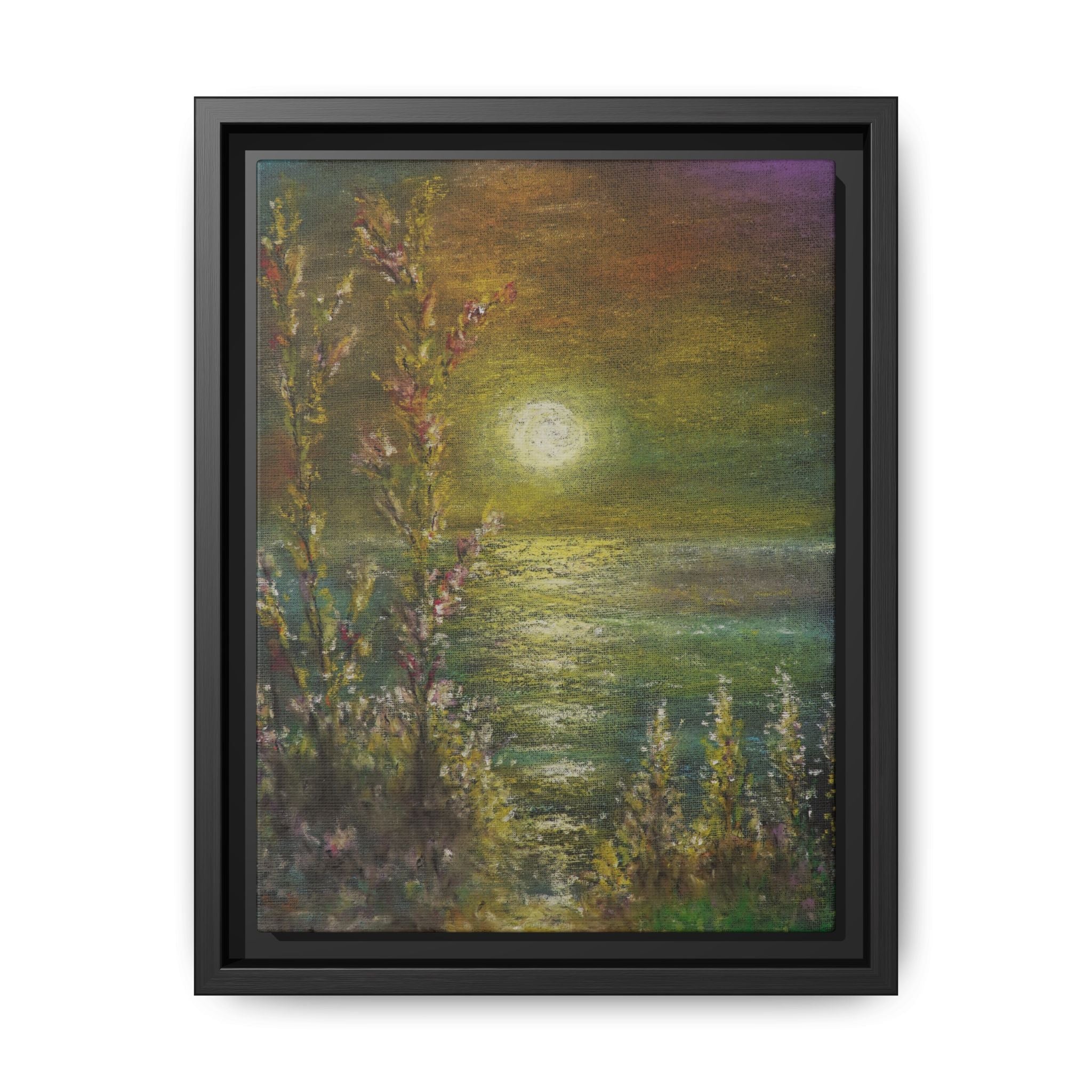 Framed Matte Canvas Print — Tranquil Moonlit Seascape