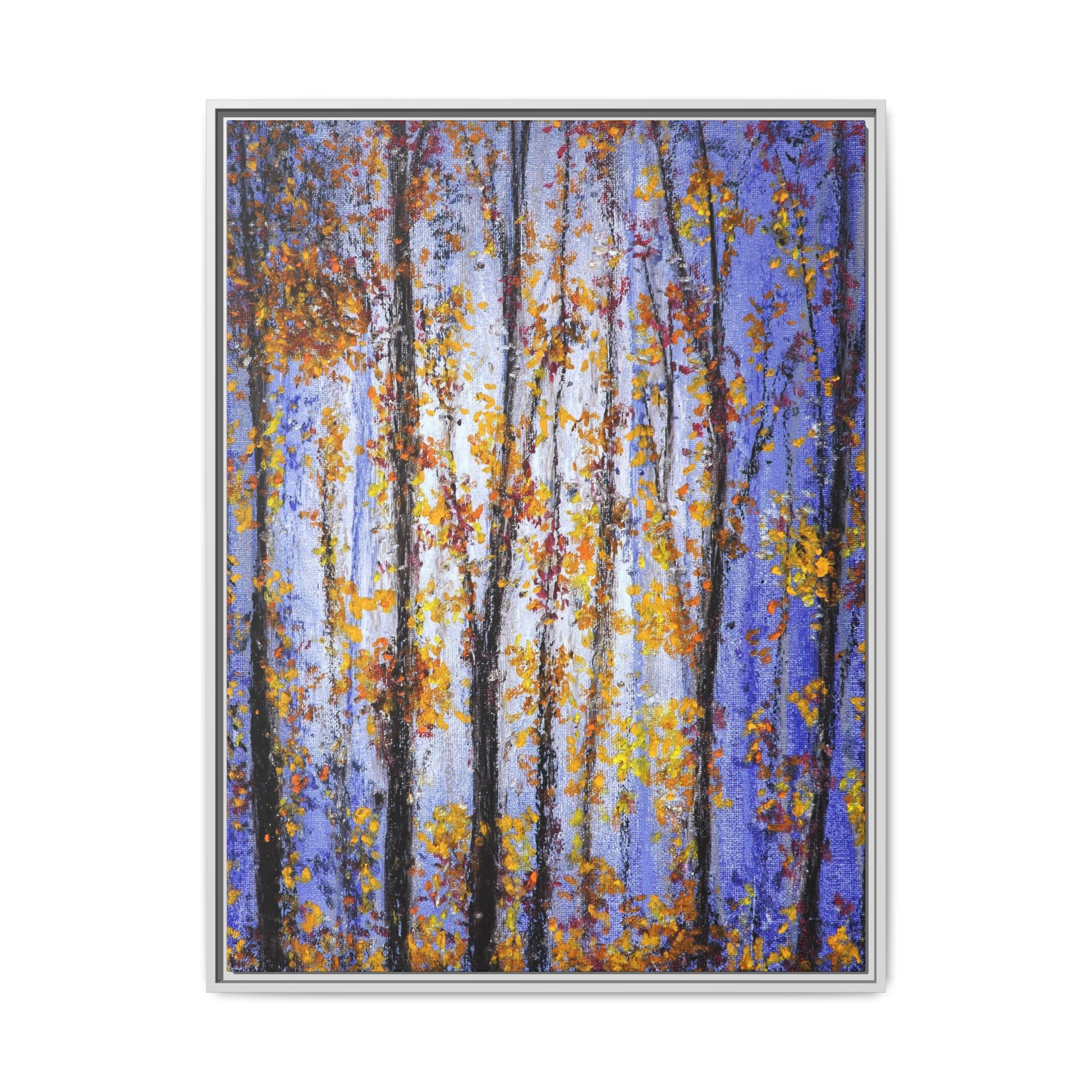 Framed Matte Canvas Art – Autumn Aspen Trees Wall Print