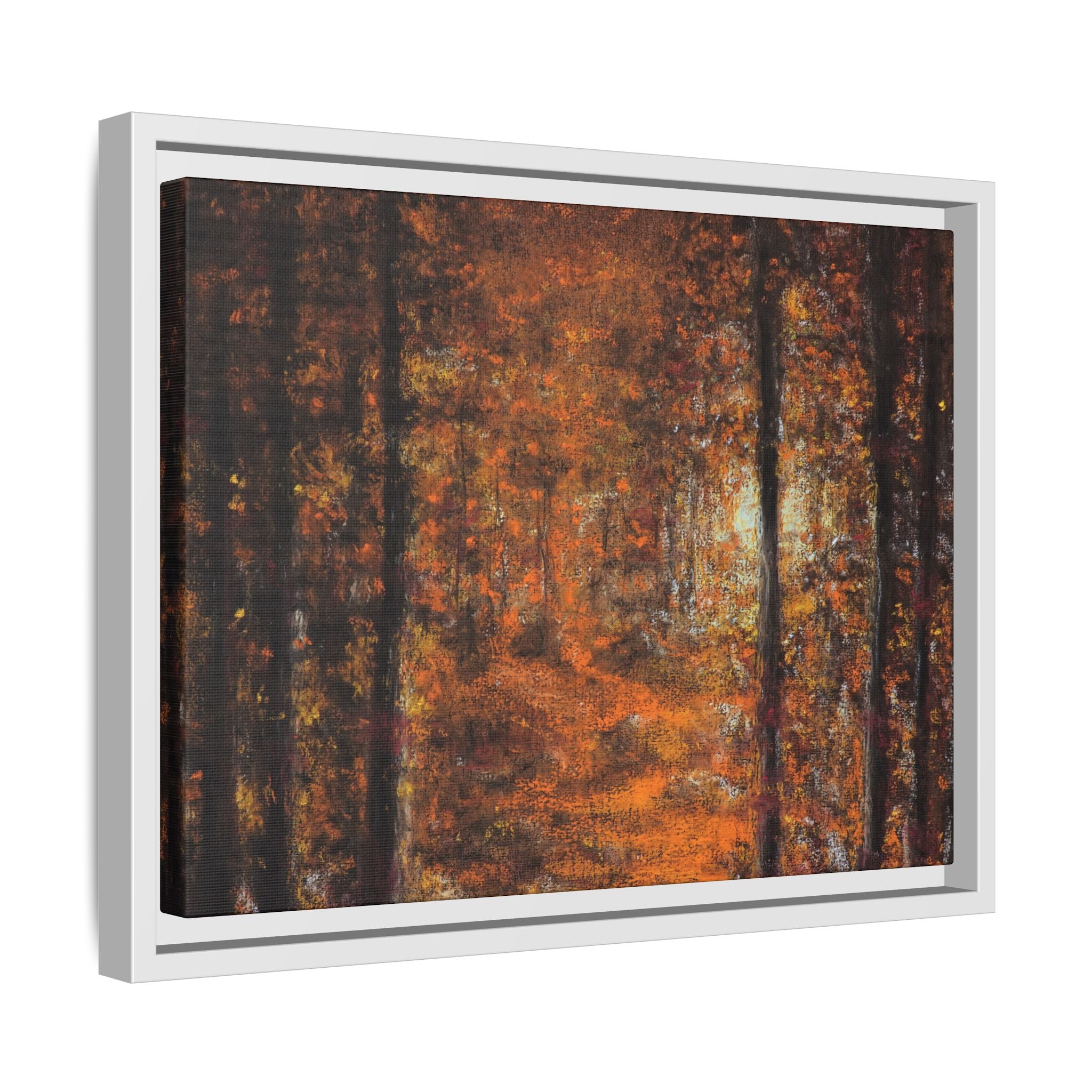 Autumn Forest Path Matte Canvas Framed Wall Art