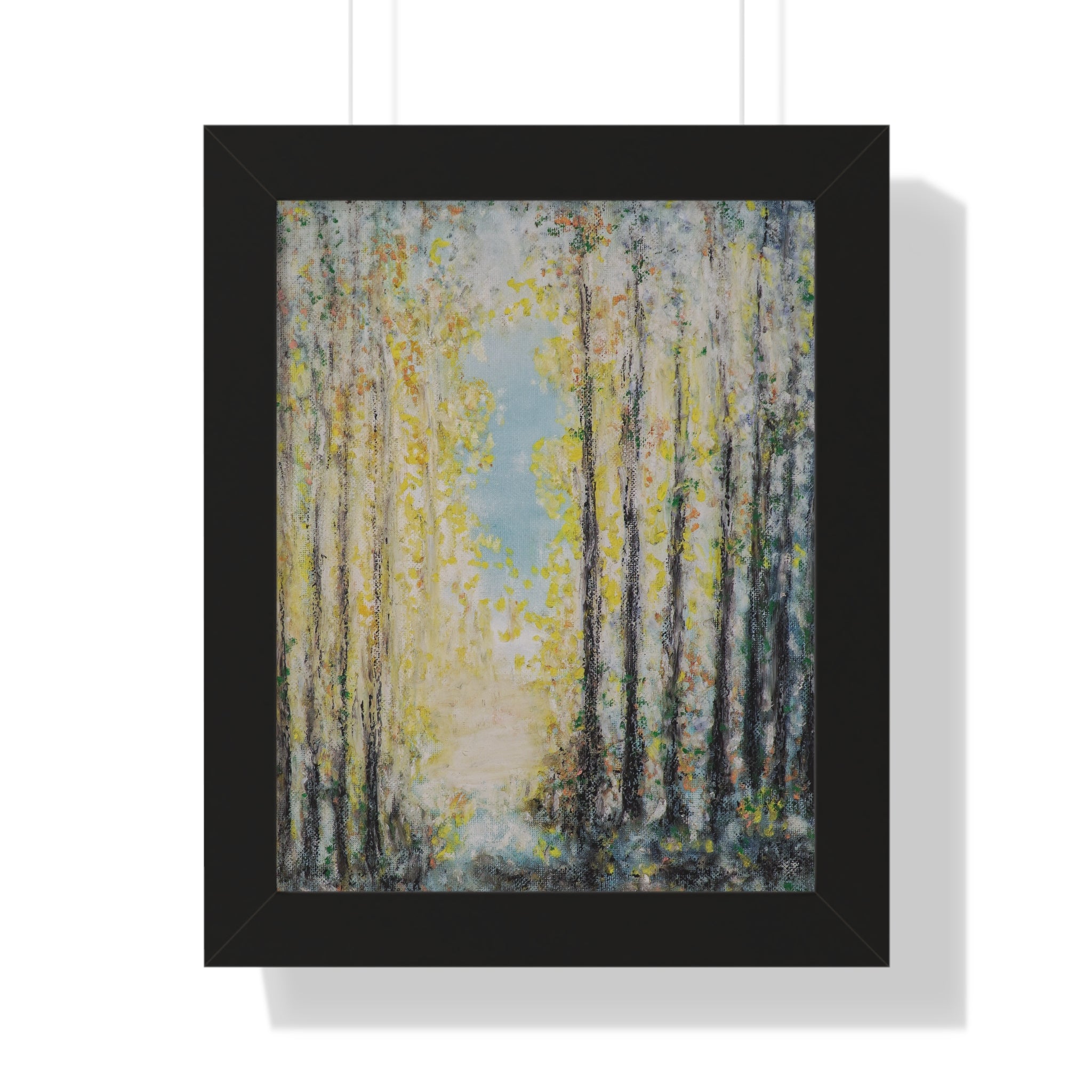 Framed Poster — Serene Sunlit Forest Vertical Art Print