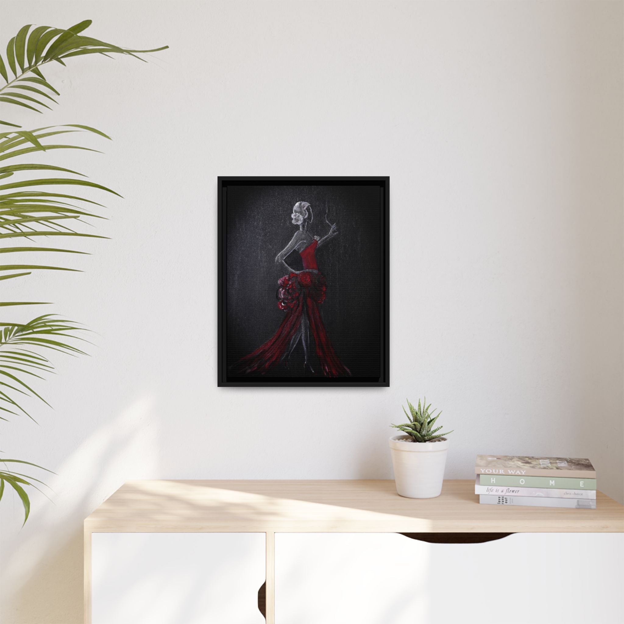 Framed Matte Canvas - Red Flamenco Dancer Art Print
